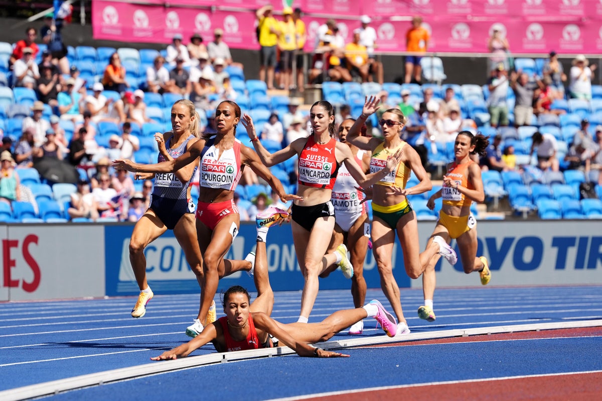Keely Hodgkinson through as rival Audrey Werro contentiously in final after fall
