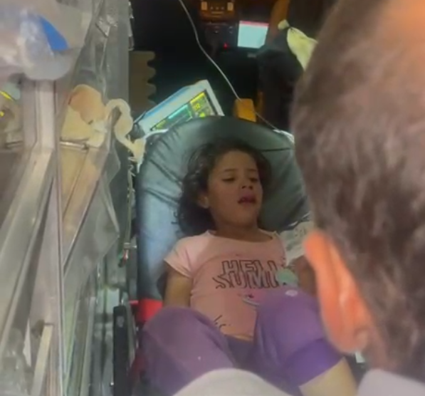 Razan, just eight years old, was left with a nasal fracture
