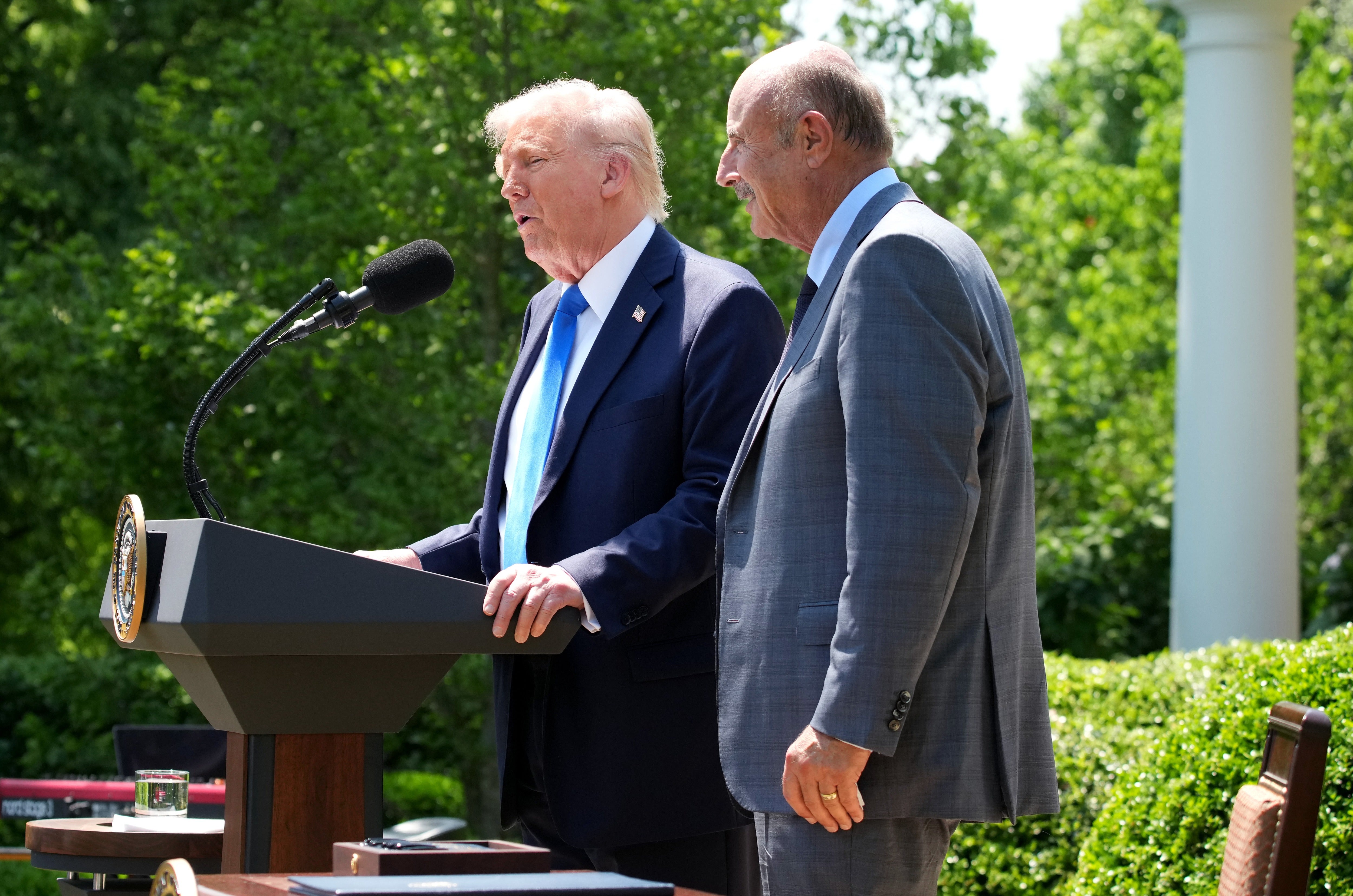 President Donald Trump pictured in 2025 alongside Dr. Phil McGraw, who serves on Trump’s Religious Liberty Commission (Getty Images)