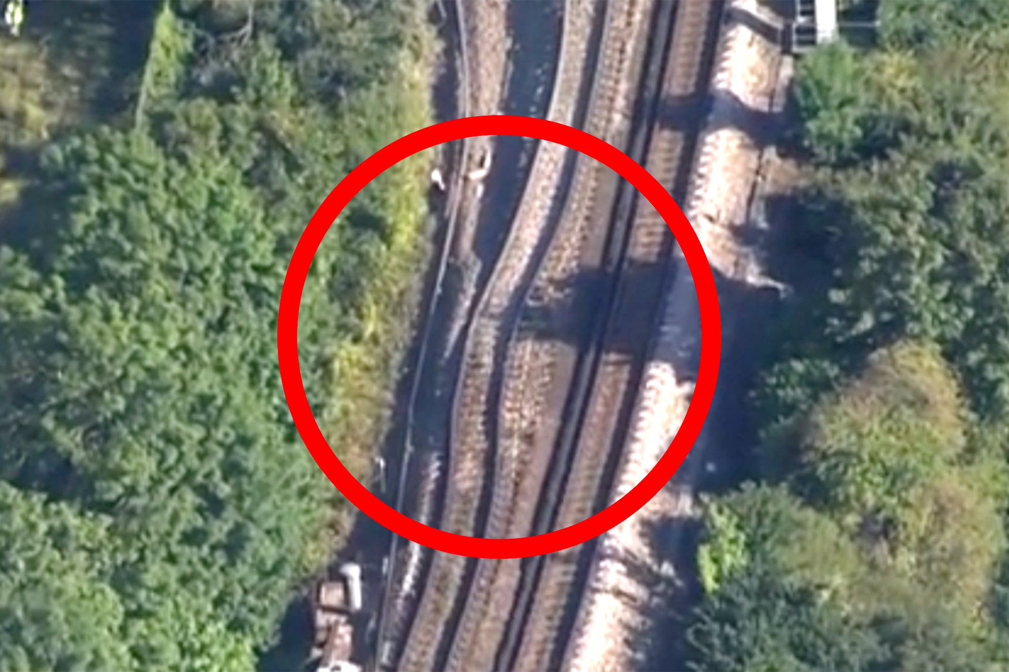 Buckled tracks after the derailment