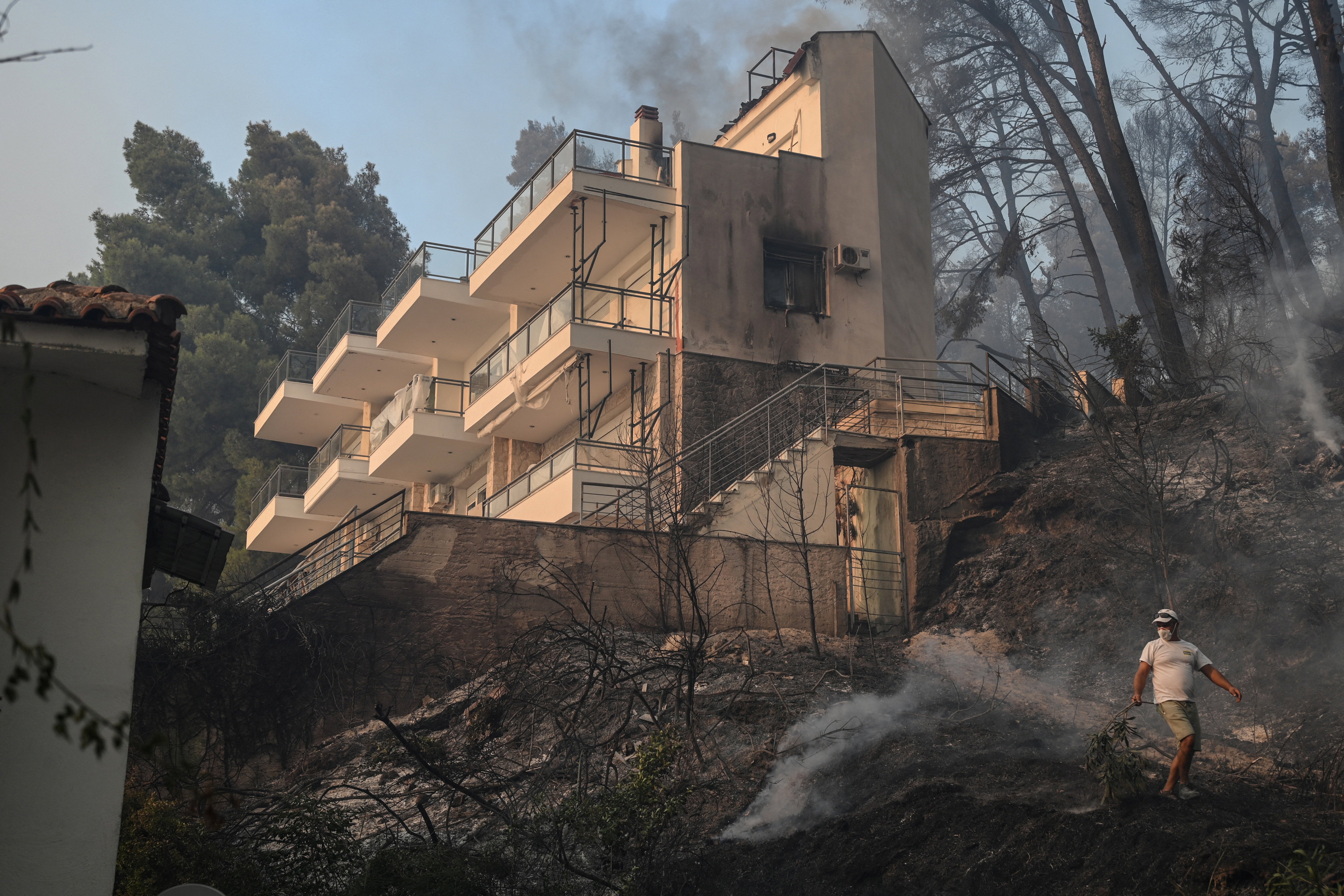More than 140 firefighters were deployed to battle flames raging on both sides of the main road from Siviri to the town of Kassandreia