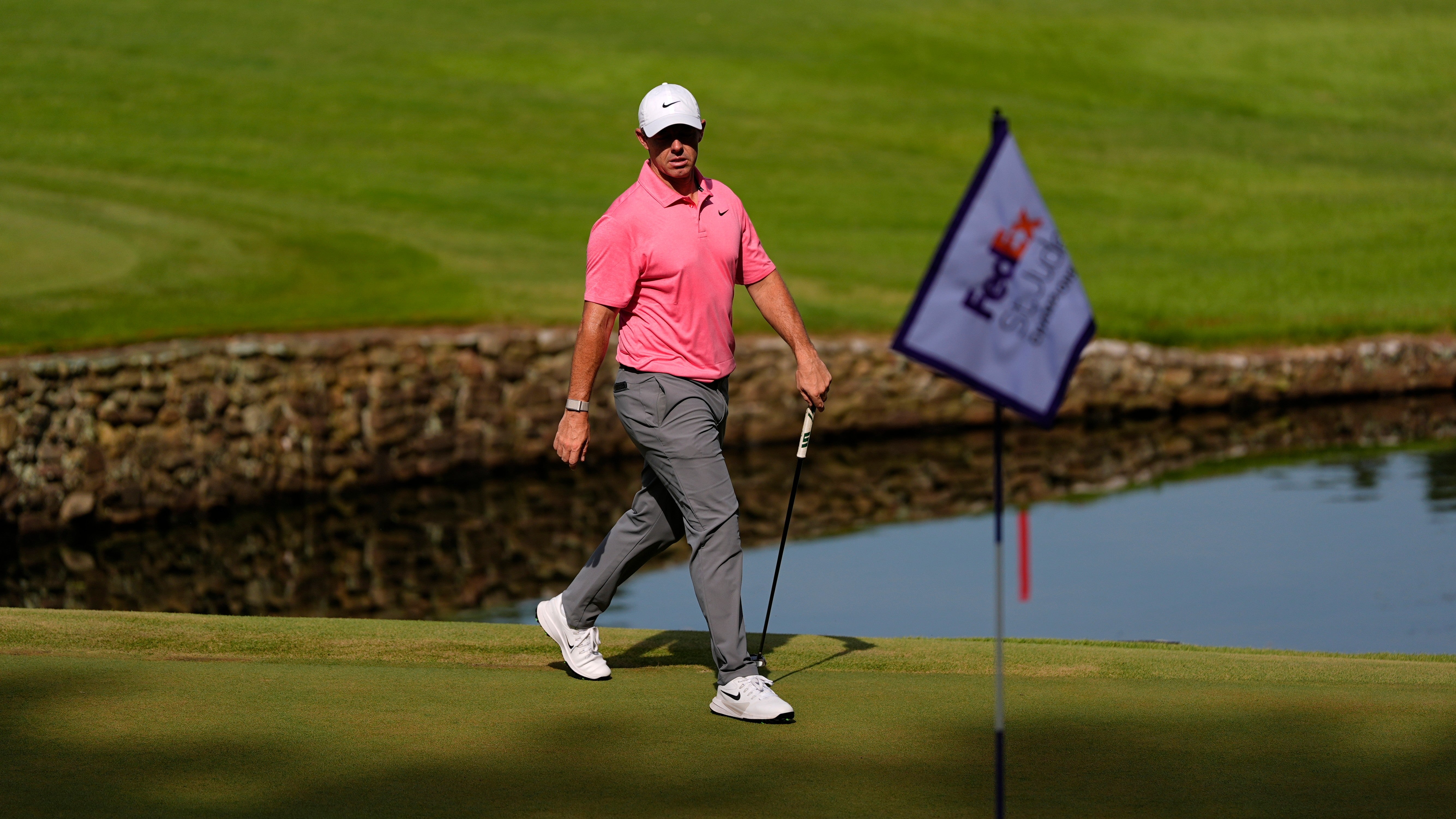 Rory McIlroy found the water at the 18th (George Walker IV/AP)