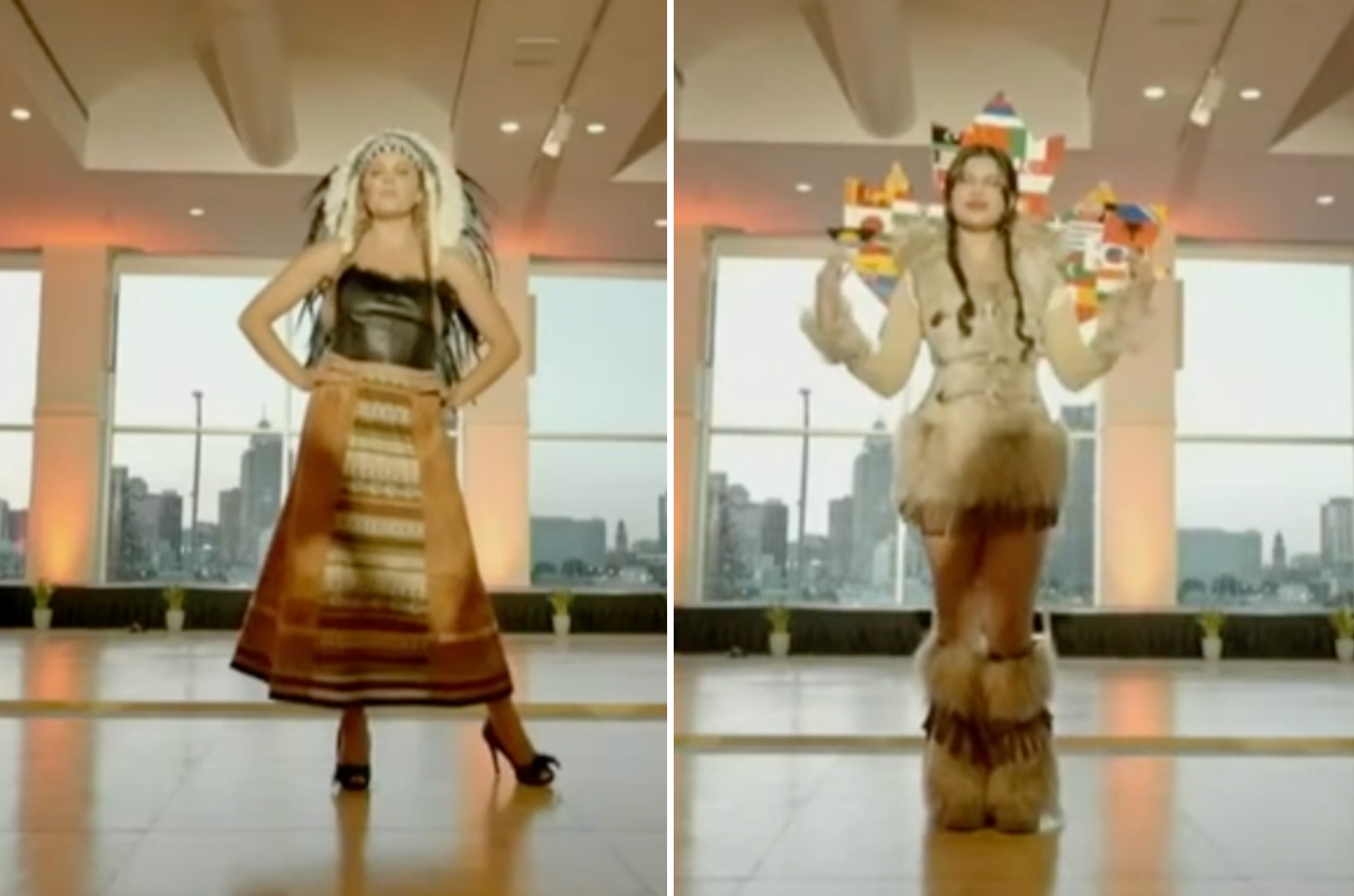 Karisa Haverkamp (left) and Jasleen Kaily (right) sparked controversy for their costumes during the 2026 Miss Canada Universe pageant