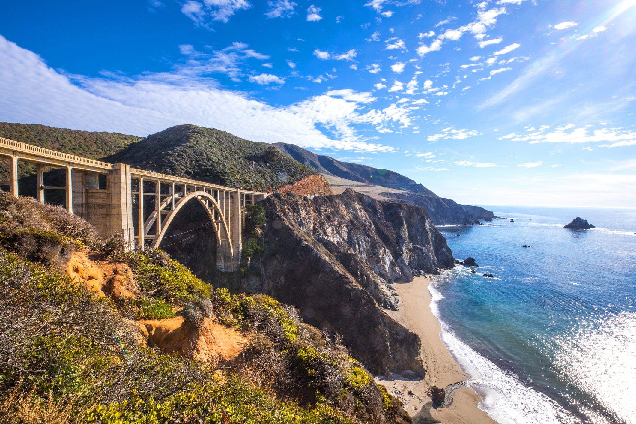 A view of the iconic Bixby Creek Bridge in Big Sur, California. The bridge is a popular stop for tourists looking to take selfies, but the limited space and parking on the bridge has caused major backups during holidays and created dangerous conditions for visitors and drivers crossing the span. (Getty Images)