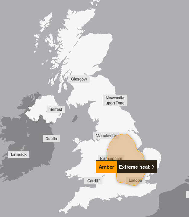 An amber weather warning is in place