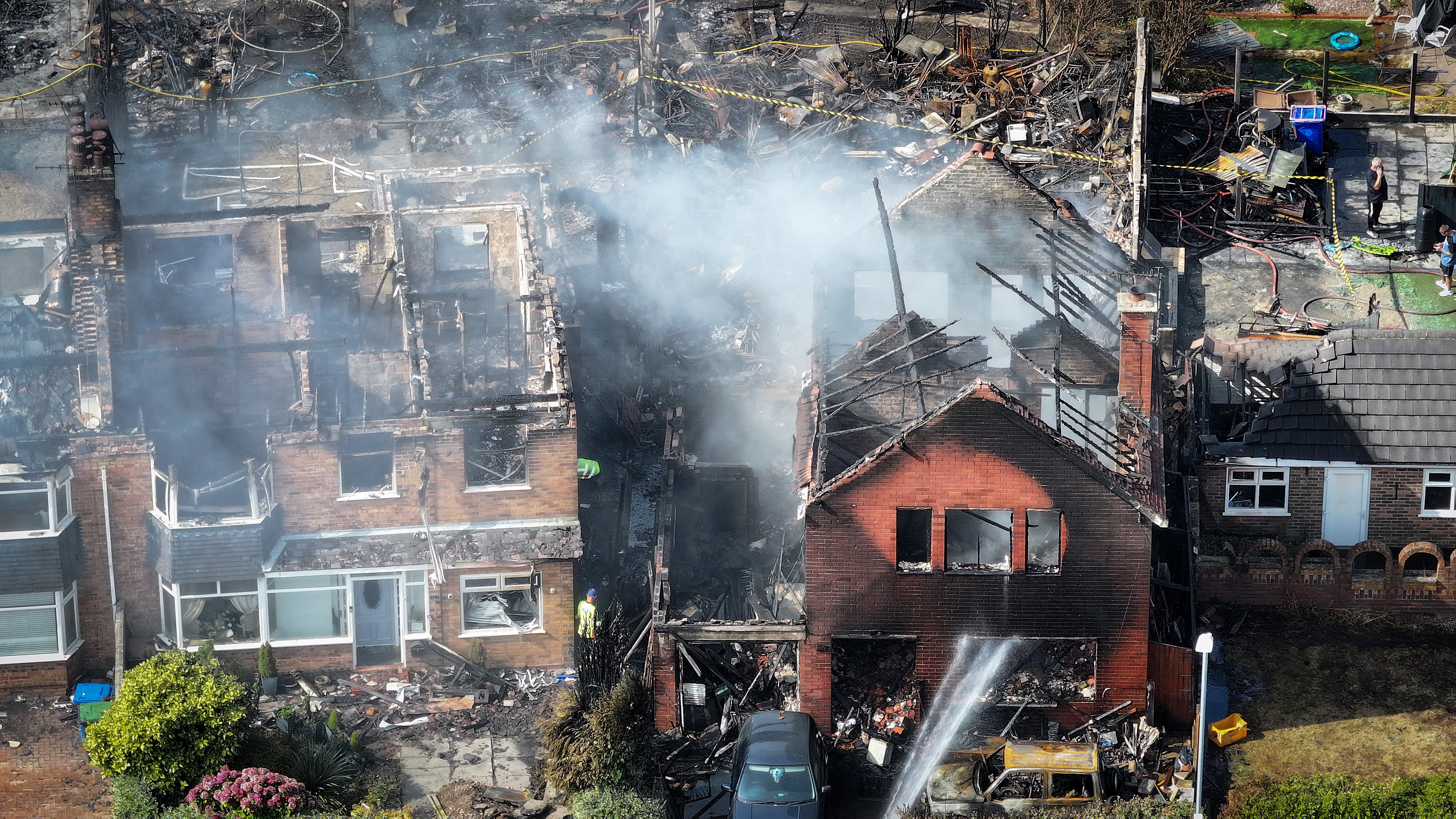 An aerial view of damaged homes in Stoke-on-Trent (Getty)