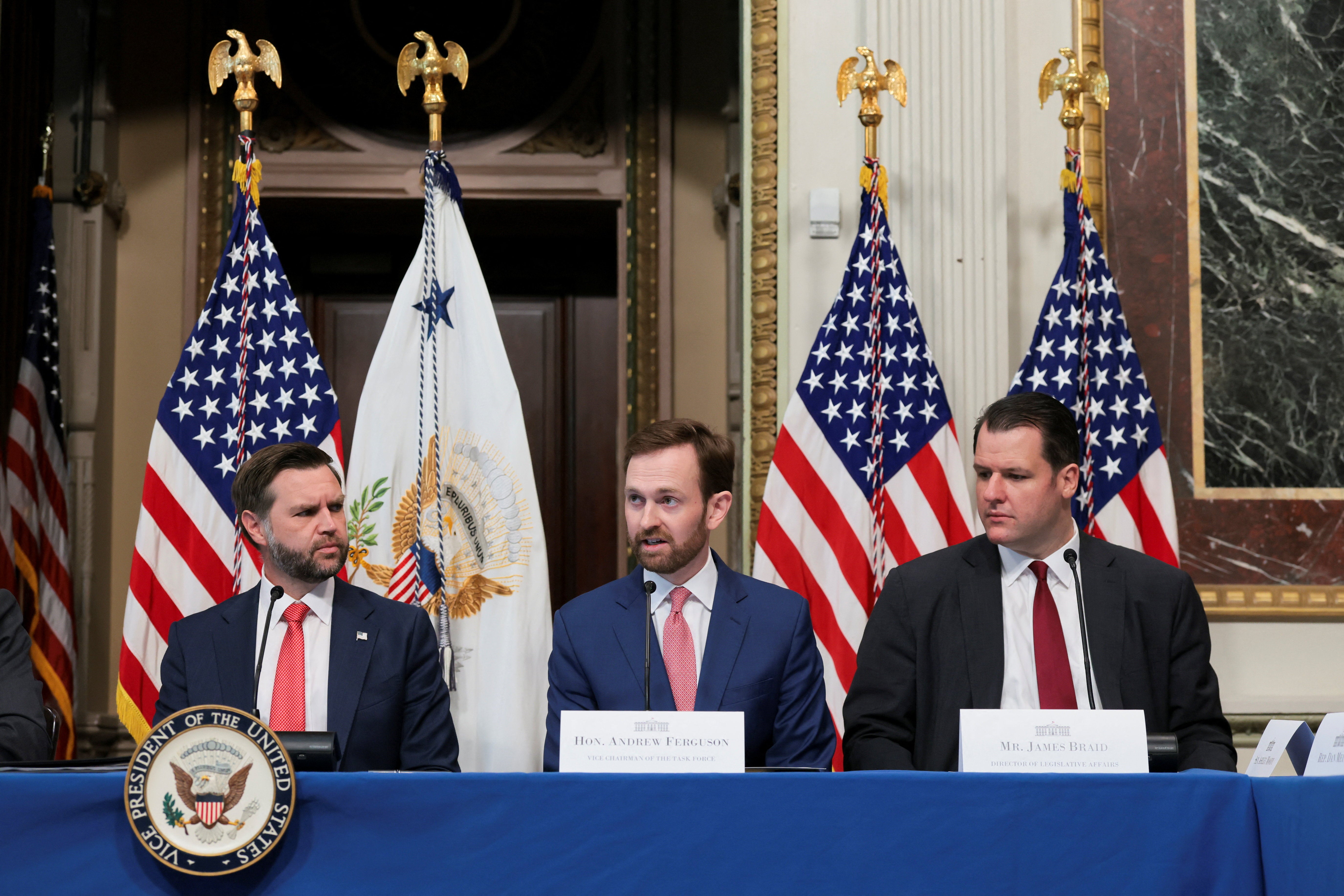 White House Director of Legislative Affairs James Braid, right, has been the White House’s chief liaison to Capitol Hill. (Reuters)