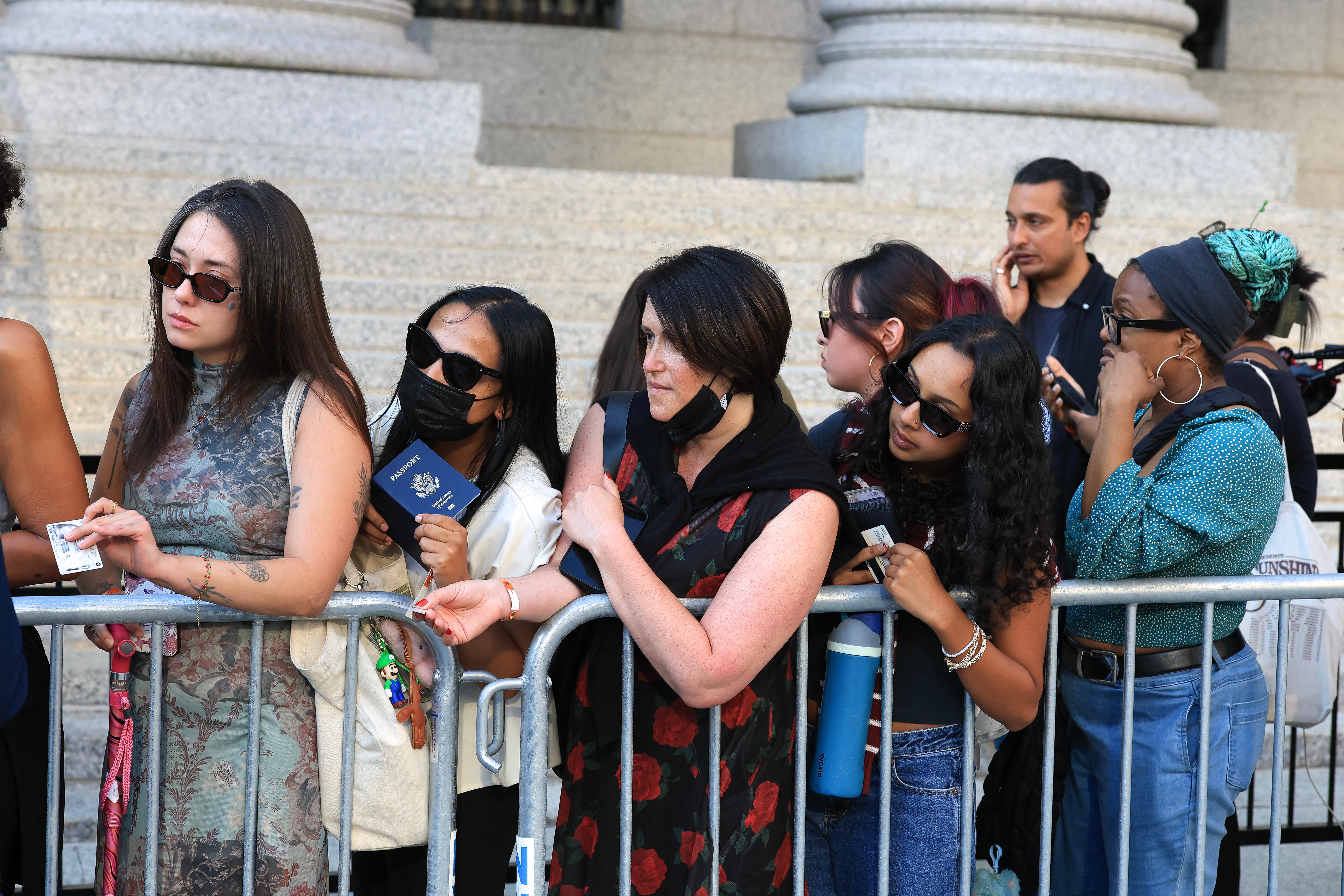 Crowds gathered before the hearing in New York City, just miles from where Thompson was killed (AFP/Getty)