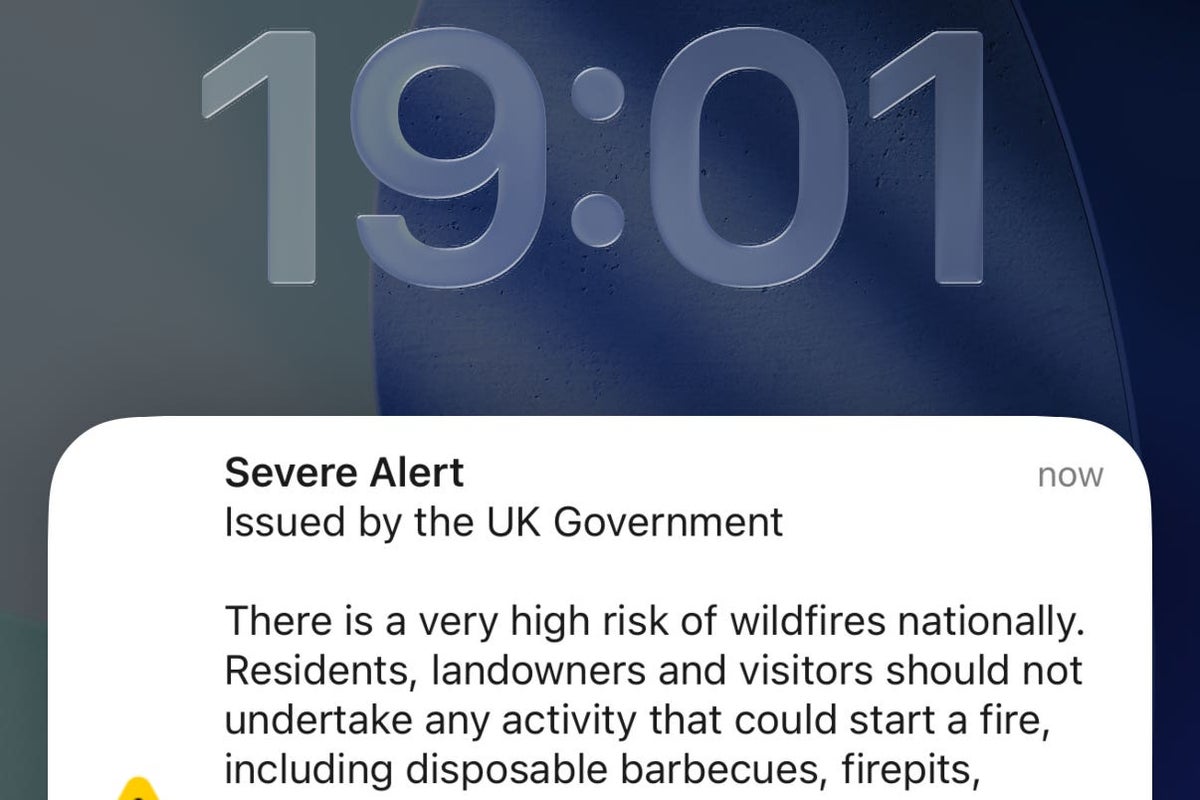 Emergency Alert sent to all phones in England and Wales warning residents amid massive wildfires