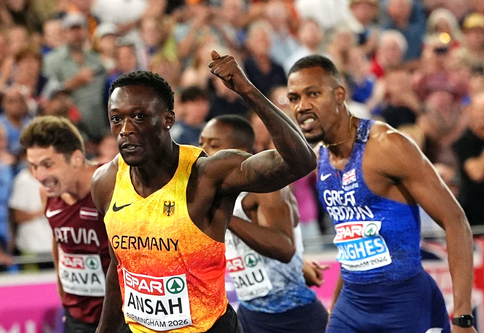 Owen Ansah won gold ahead of Zharnel Hughes
