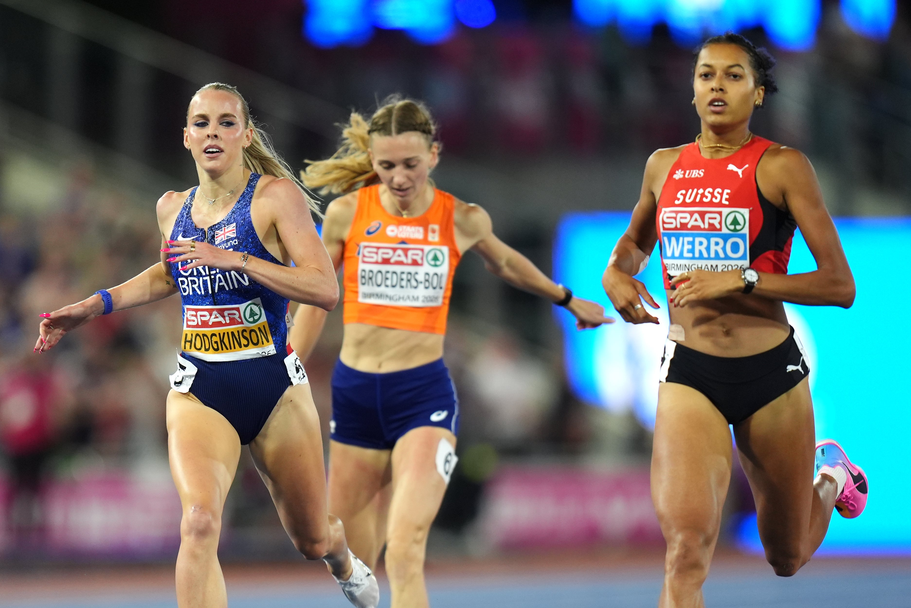 Hodgkinson, left, Femke Broeders-Bol, centre, and Audrey Werro will face off again in Zurich later this month (Annabel Lee-Ellis/PA) (PA Wire)