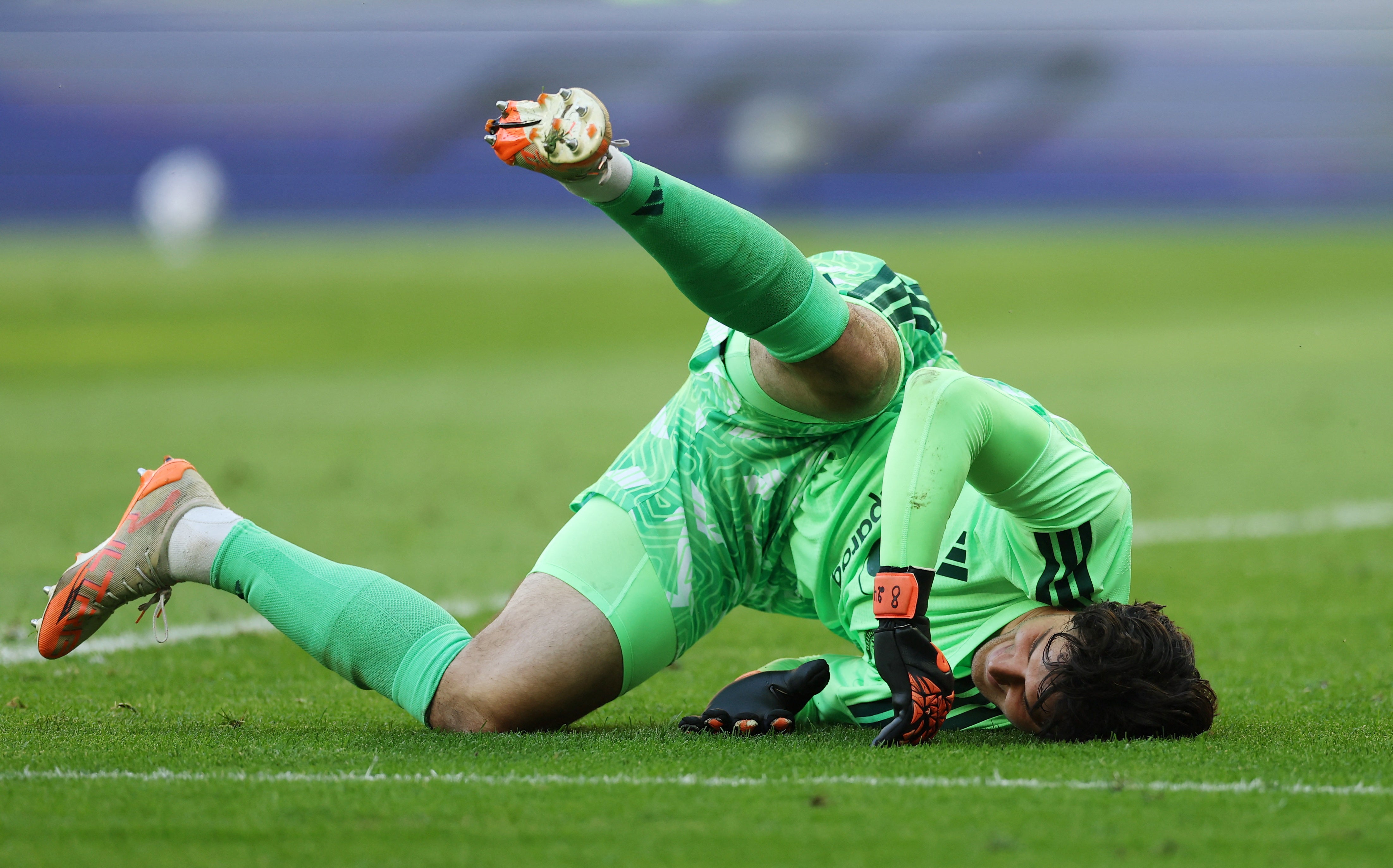 Manchester United's Senne Lammens reacts after AC Milan's Ruben Loftus-Cheek scores their fourth goal (Reuters)