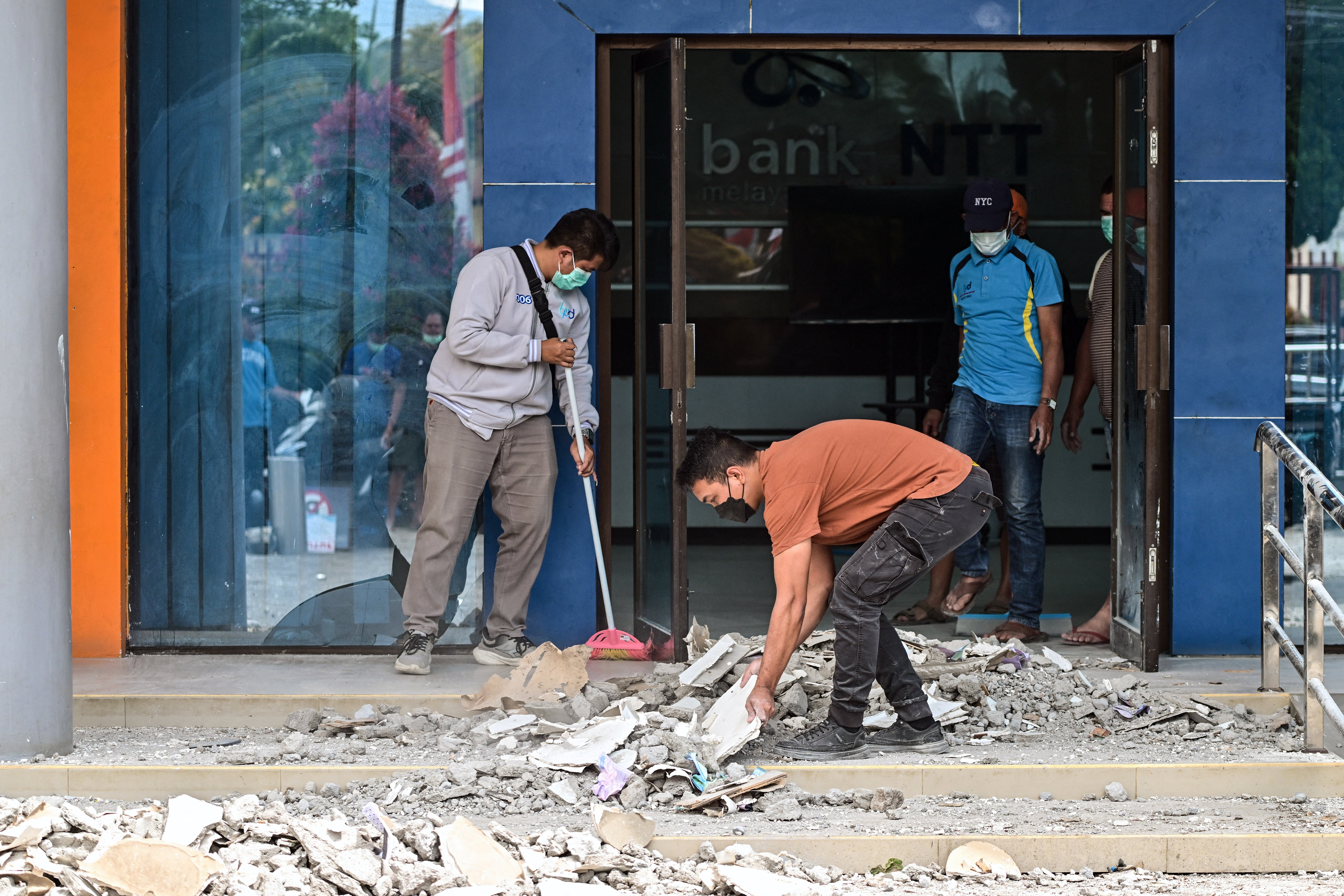 A damaged bank building in Ruteng, Manggarai, on 16 August 2026