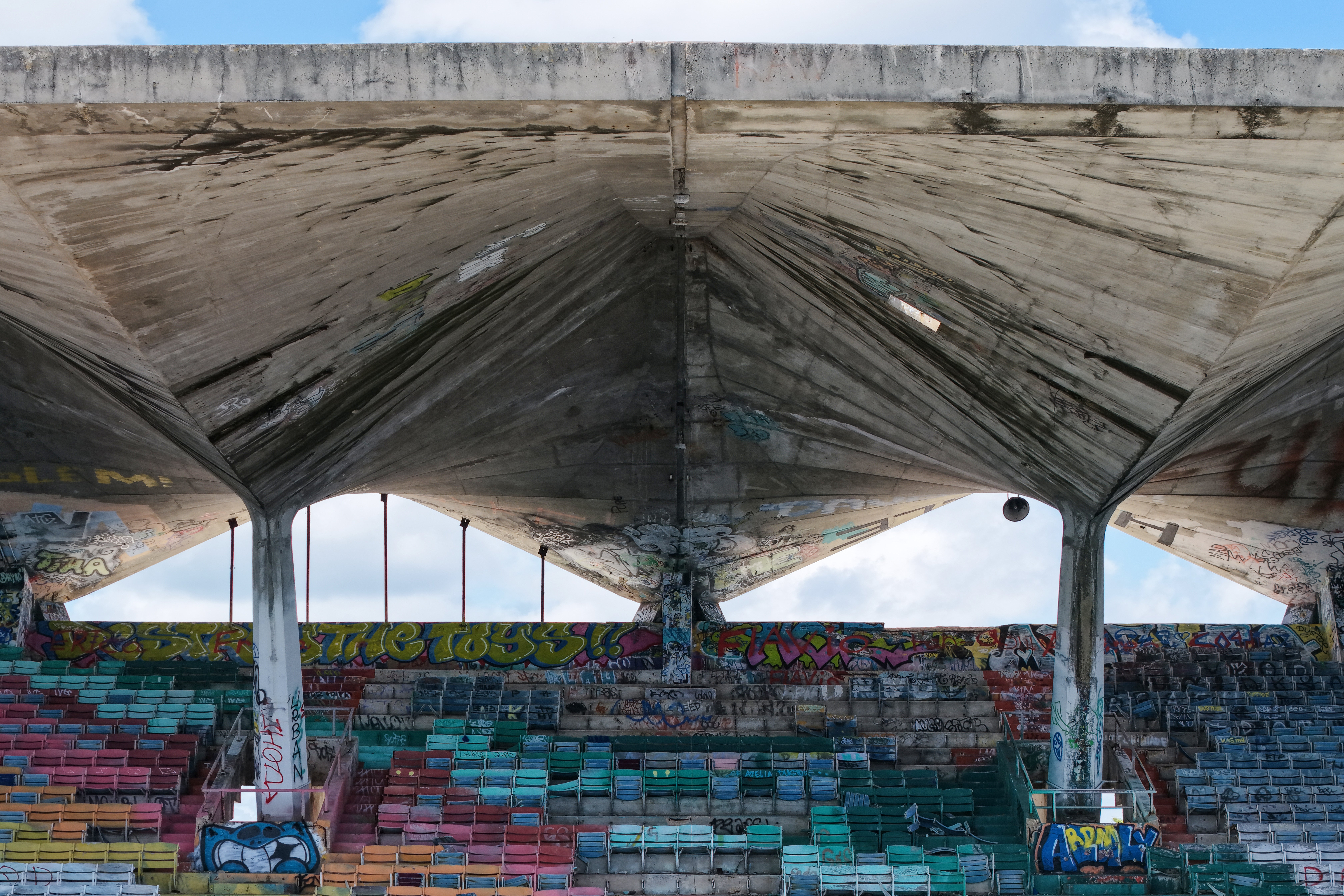The 6,500-seat venue has fallen into disarray and is fenced off and covered in graffiti despite being listed on the U.S. National Register of Historic Place