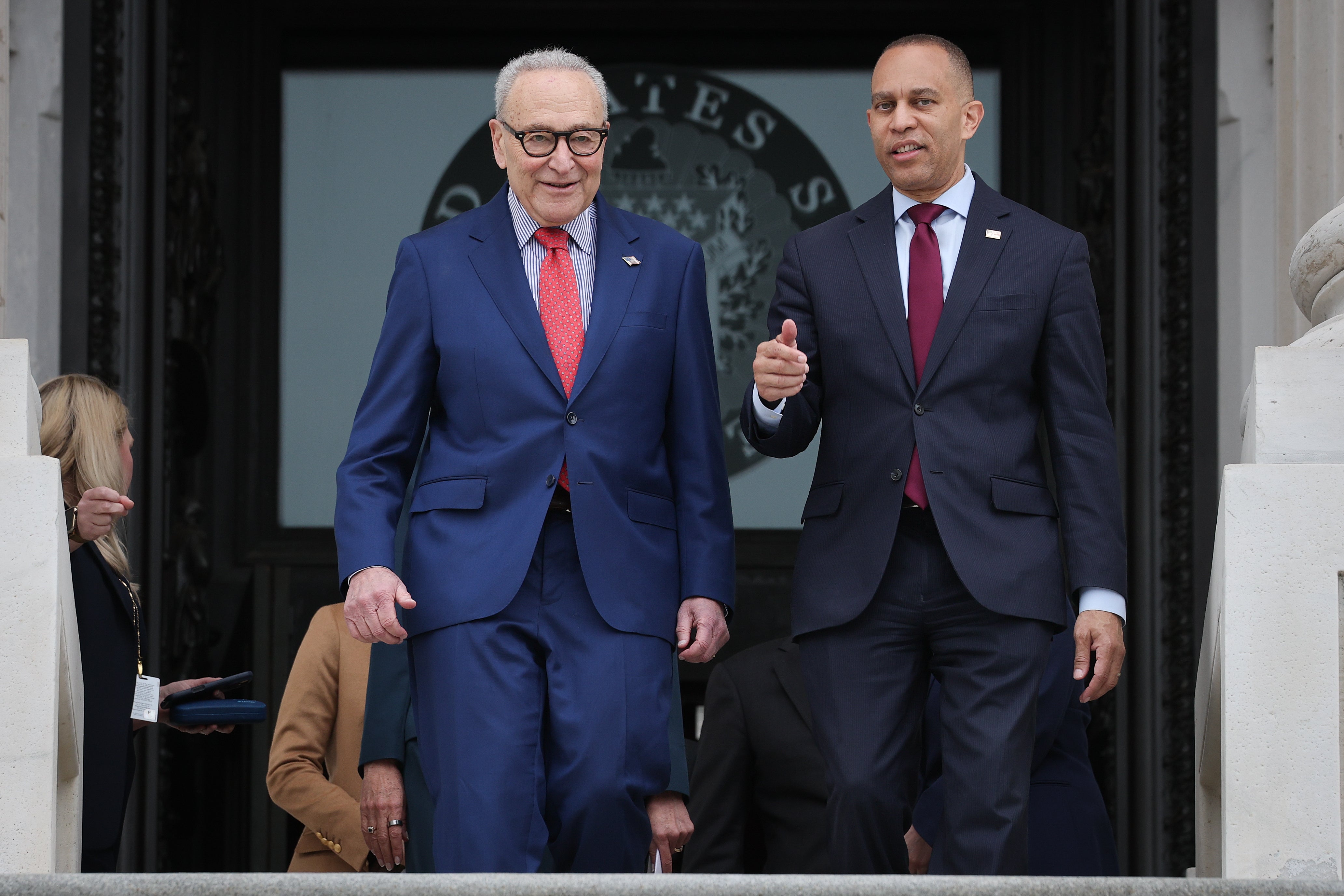 Democratic leaders Chuck Schumer and Hakeem Jeffries need just four seats in their respective chambers to win control of Congress in November