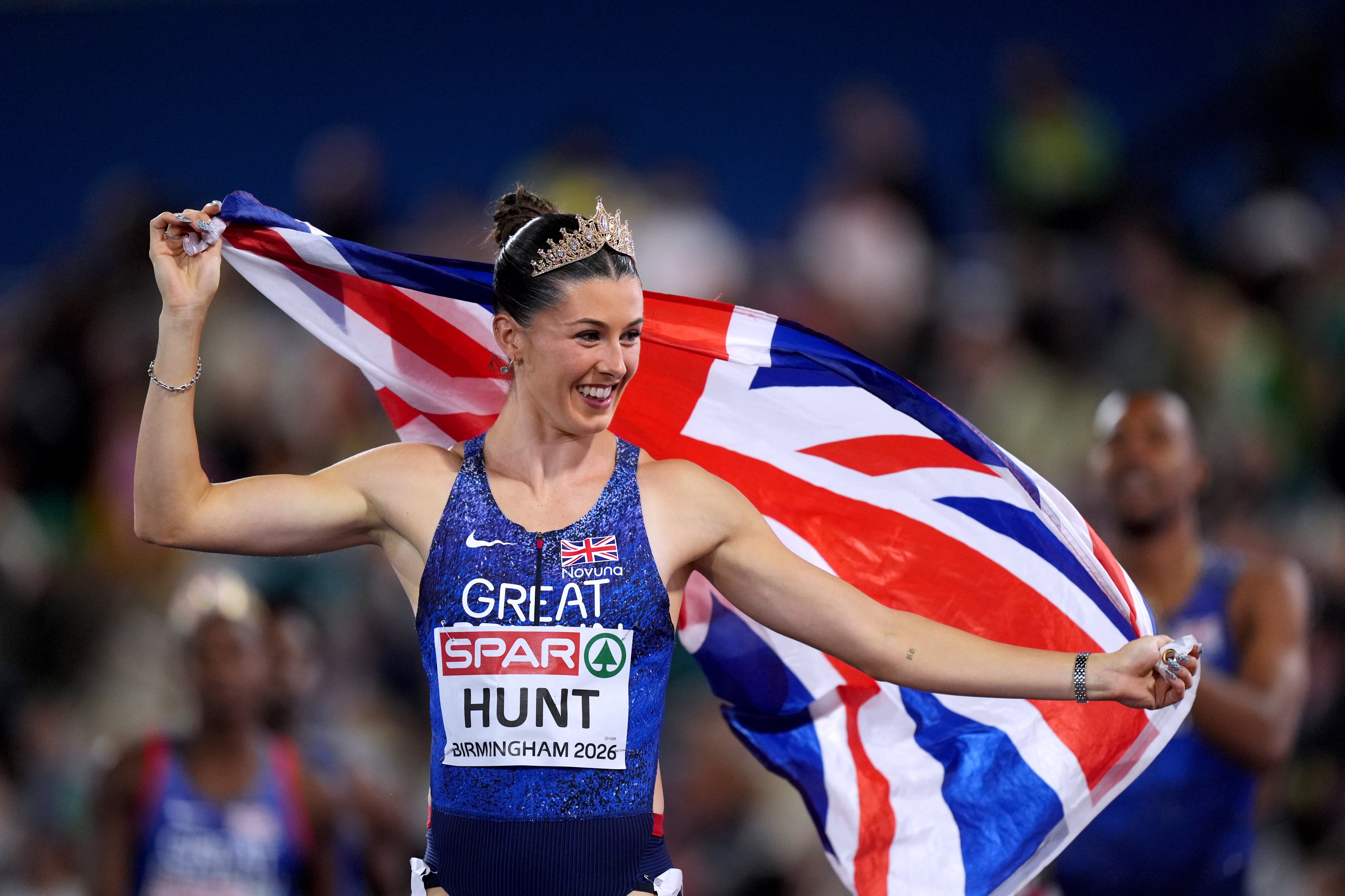 Amy Hunt celebrates after winning her fourth gold medal (Mike Egerton/PA)