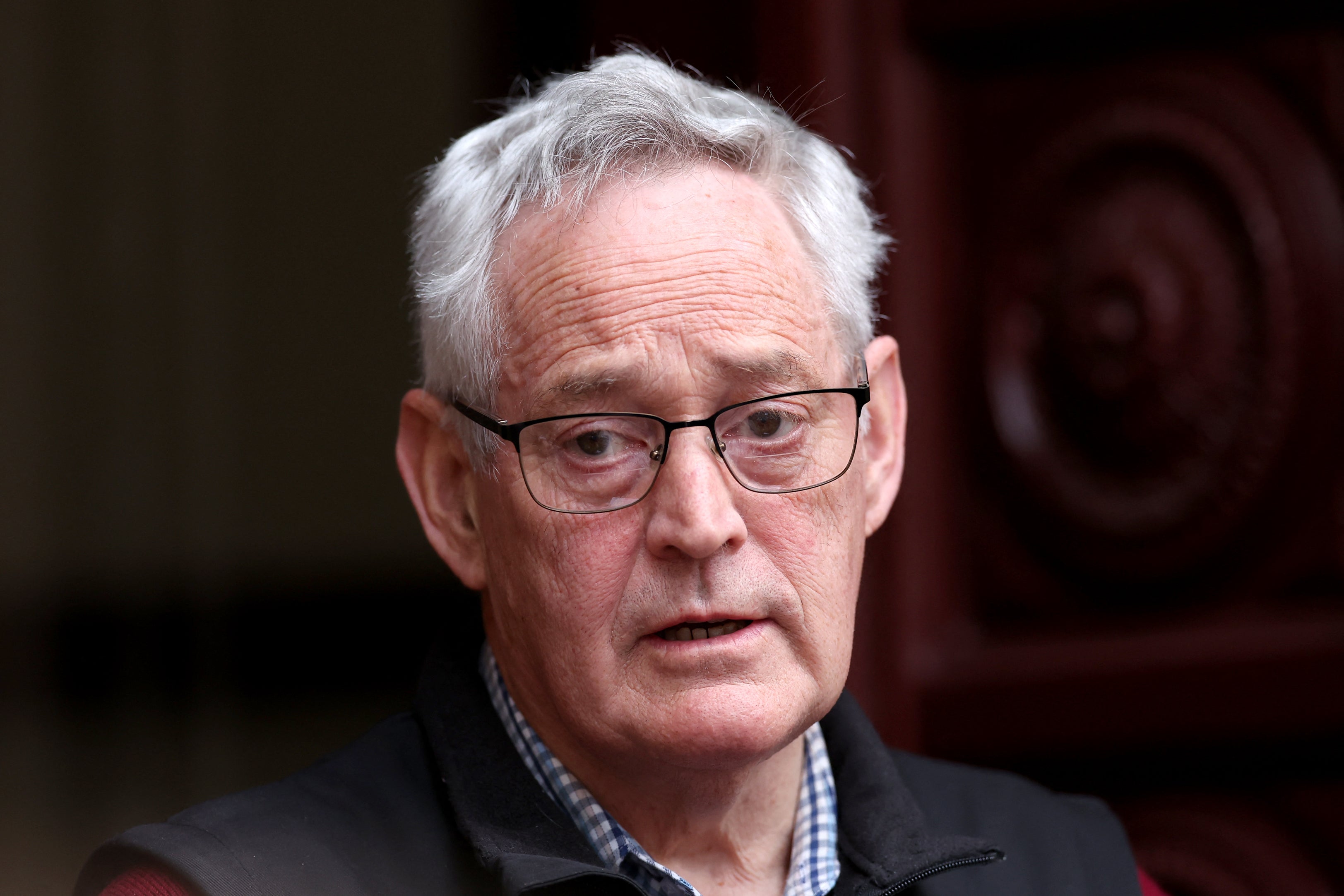 Ian Wilkinson, the only guest to survive the toxic mushroom lunch with Australian murderer Erin Patterson, speaks to members of the media outside the Supreme Court of Victoria in Melbourne on 8 September 2025