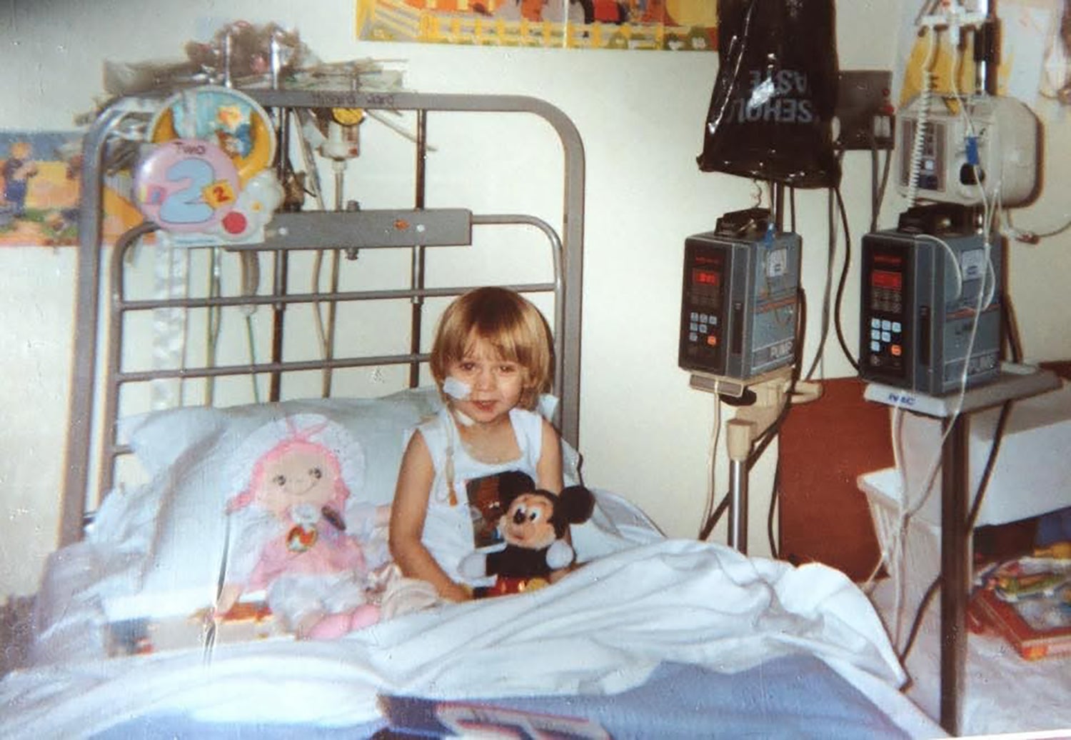 Laura receiving chemotherapy on her second birthday