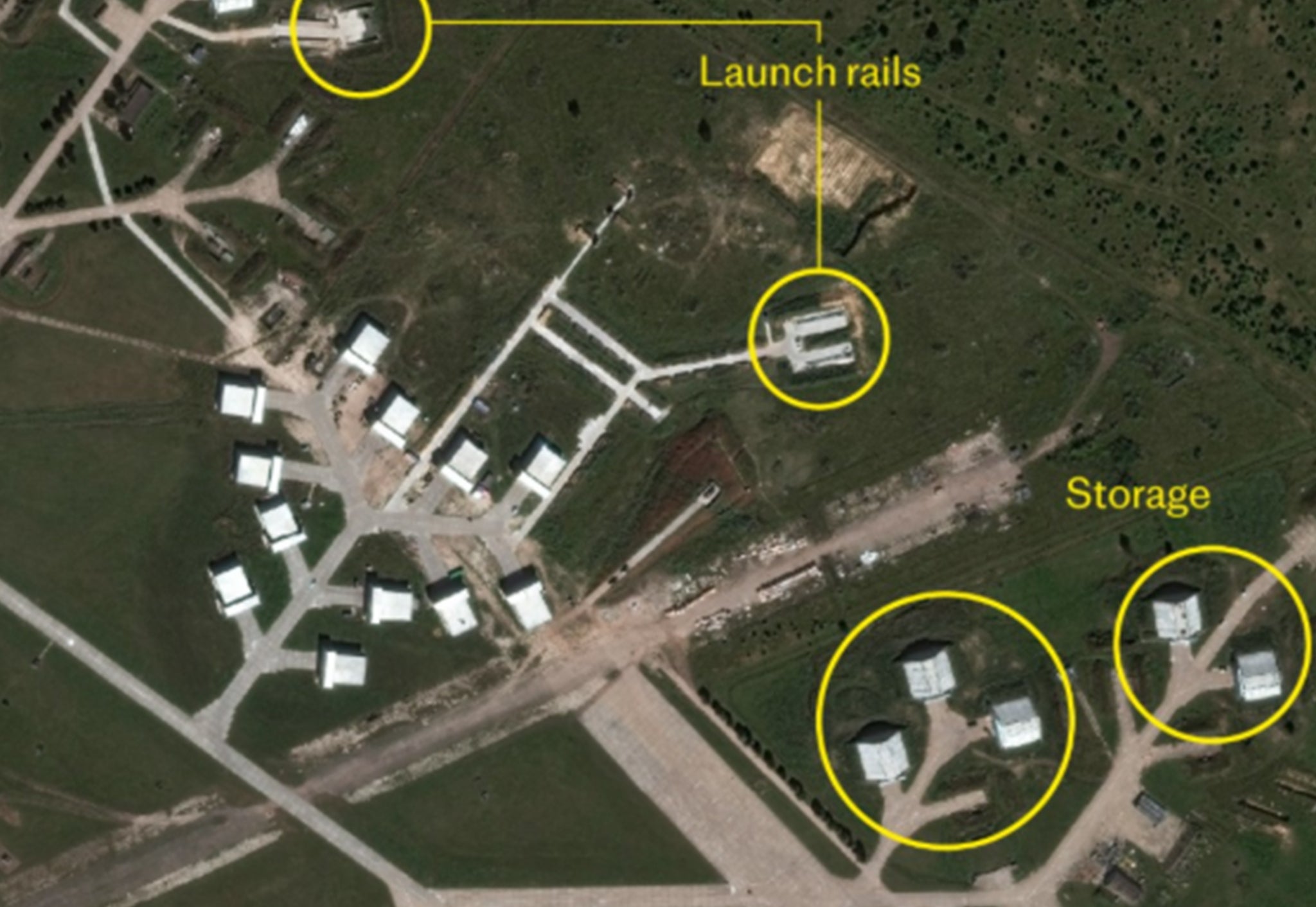 Satellite images in Kursk airfield show storage facilities and launch rails