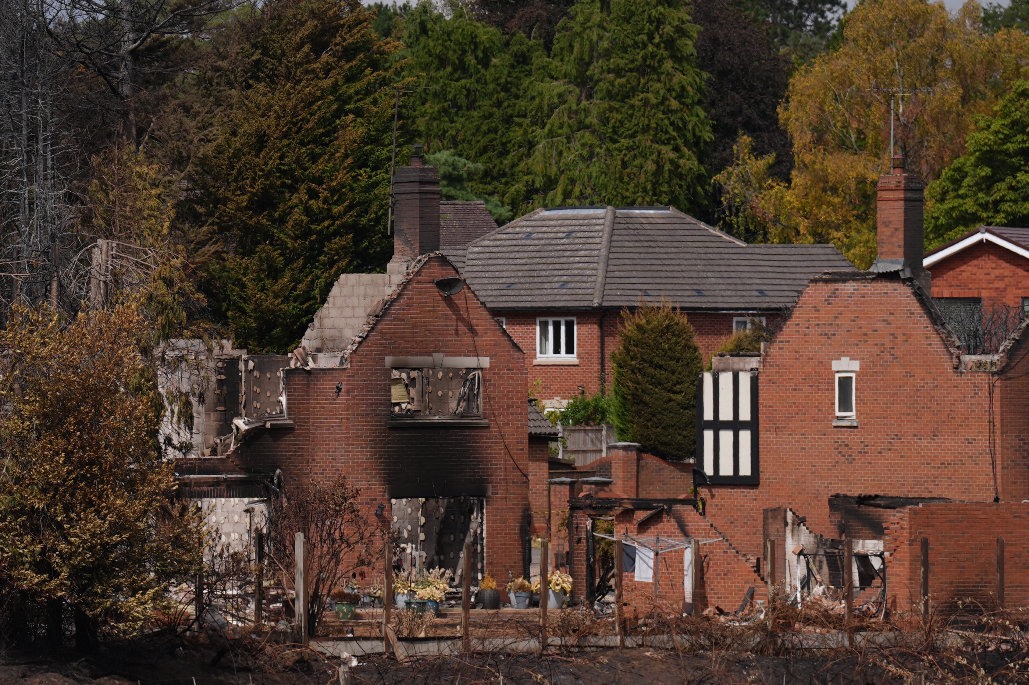 The burnt out remains of a house on Quarry Park Road in Stourbridge