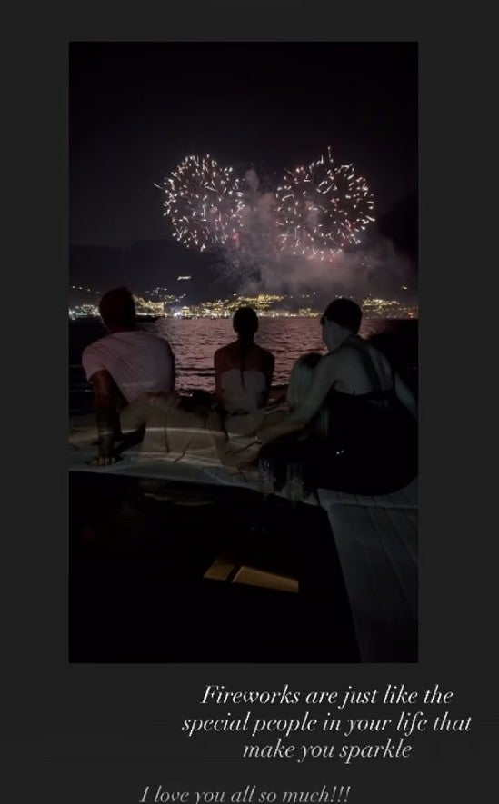 The Beckhams watching a firework display from their yacht this summer