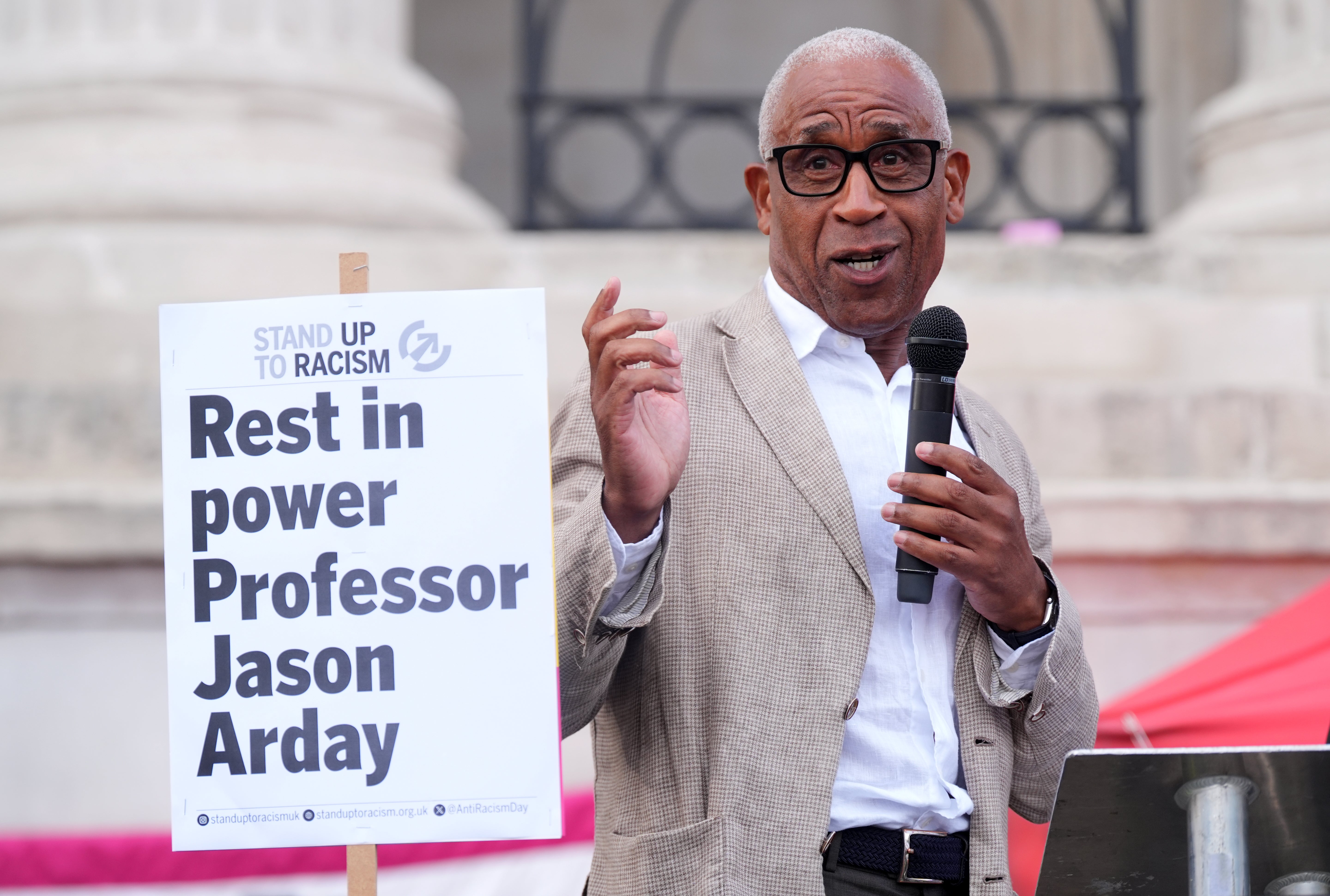 Lord Simon Woolleyy spoke at Professor Arday's vigil (PA)