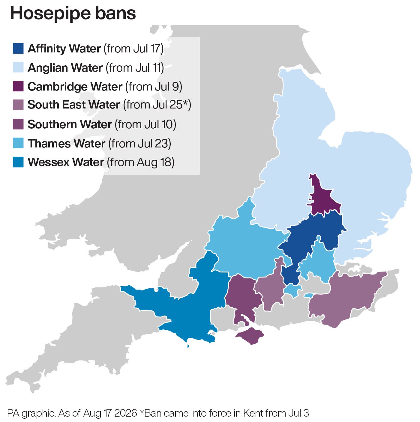 Hosepipe bans in England