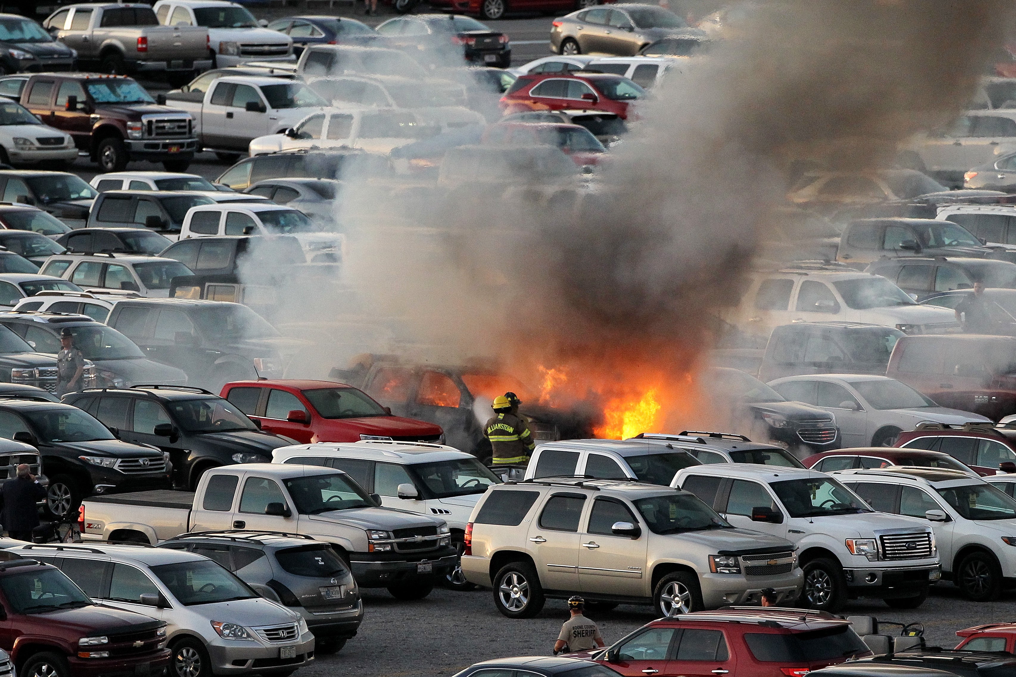 When facing a ‘park outside’ recall, drivers are asked to park their vehicle away from nearby cars or buildings in case it catches fire