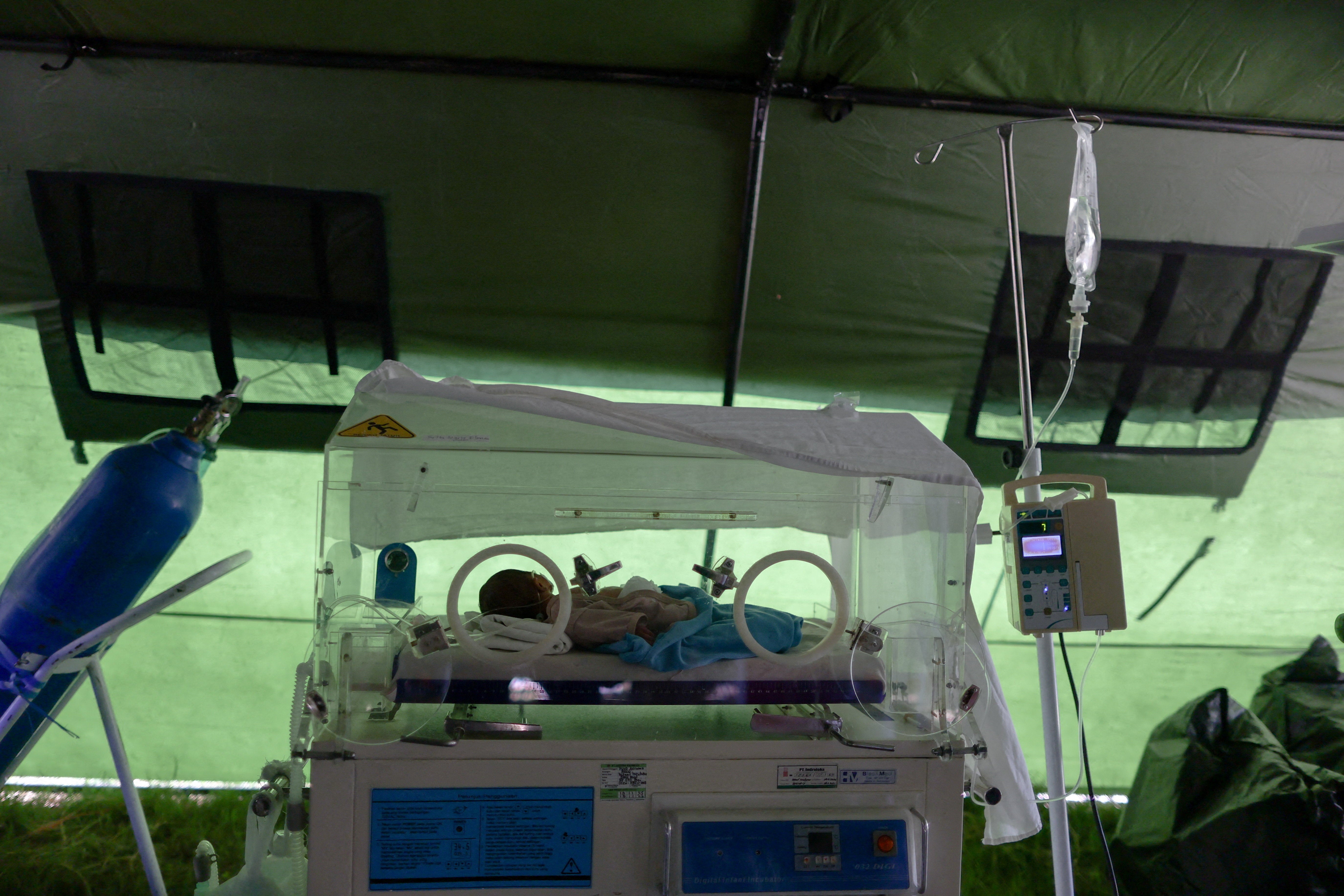 Gempita Soli Wona, a baby who was born via caesarean section amid the aftershocks of the earthquake, at a hospital in Nagekeo, East Nusa Tenggara, Indonesia