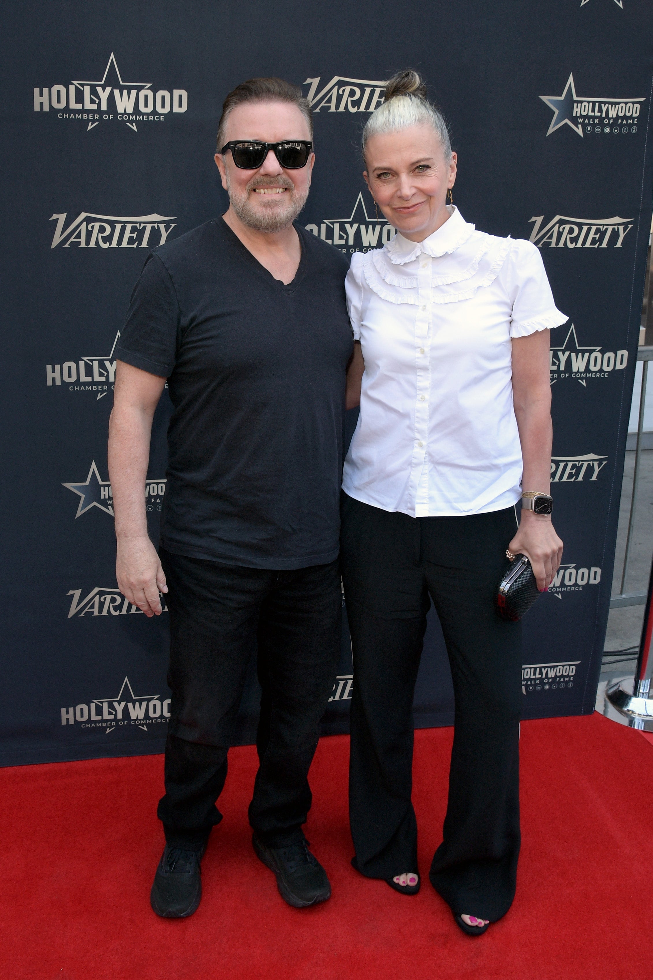 Gervais with partner Jane Fallon (Getty)