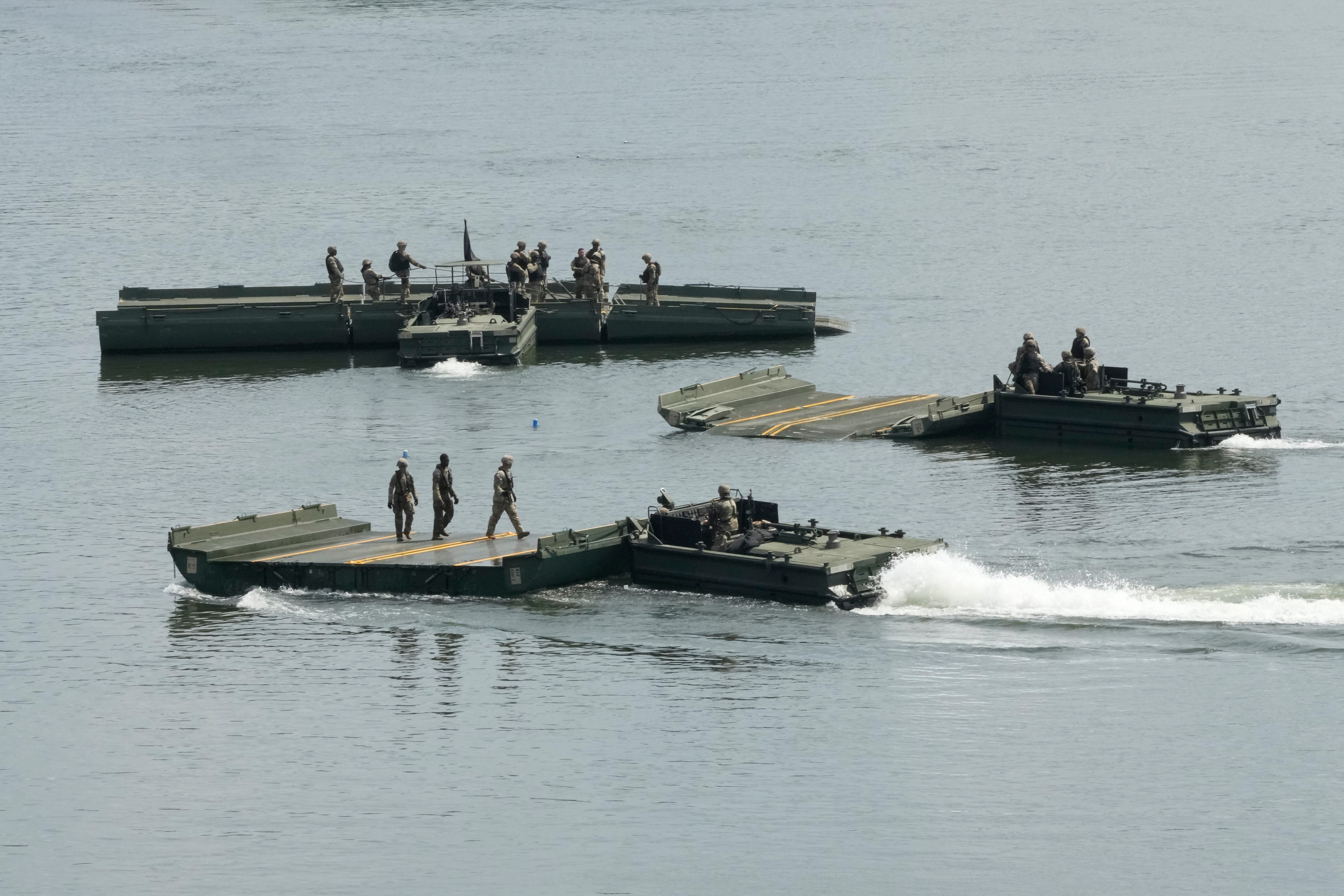 The U.S. Army's soldiers conduct a training exercise on a river in Yeoncheon, South Korea, near the border with North Korea on Aug 18, 2026. (AP)