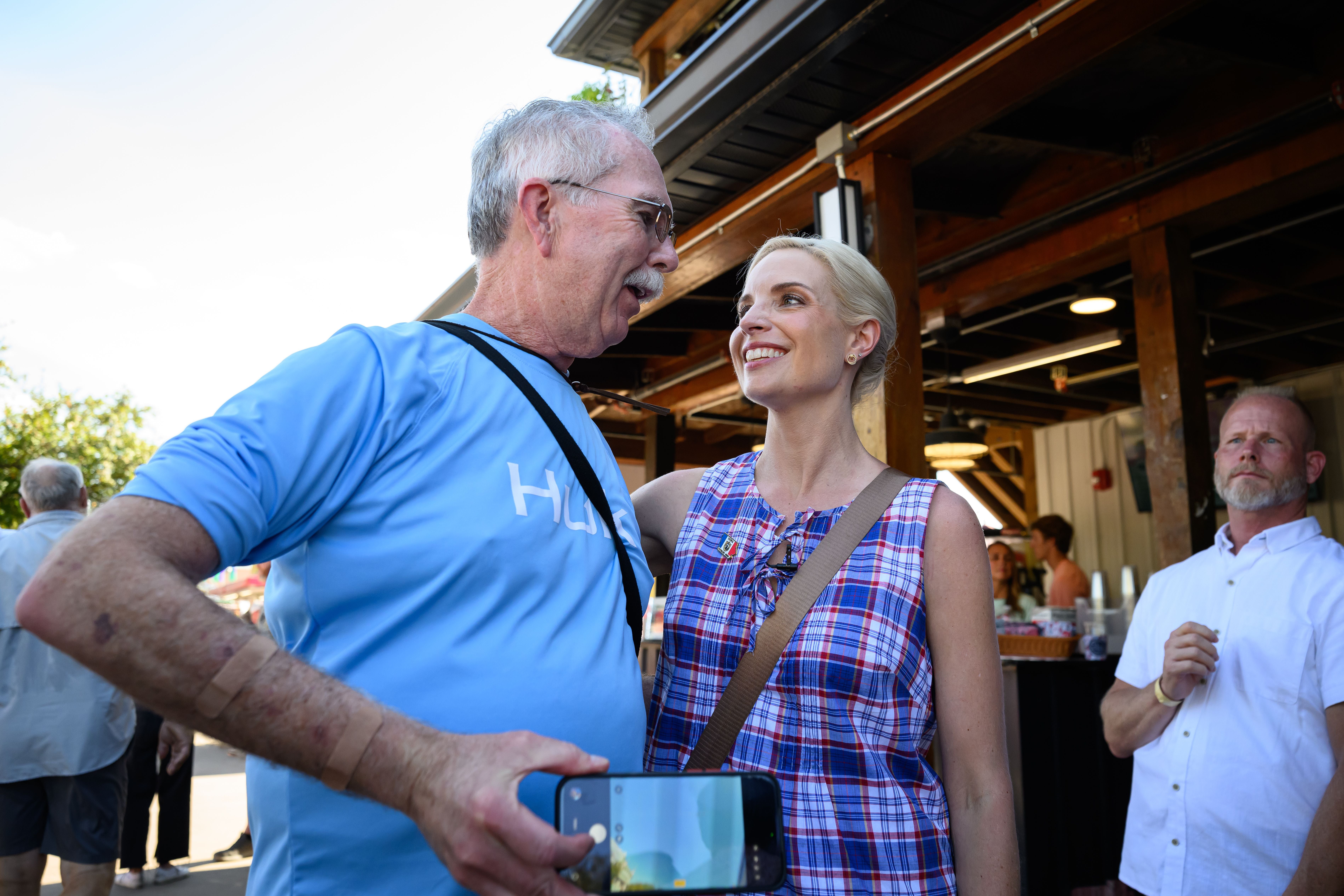 Ashley Hinson, the Republican candidate for Senate, also appeared Monday at the event with Hegseth and Nunn