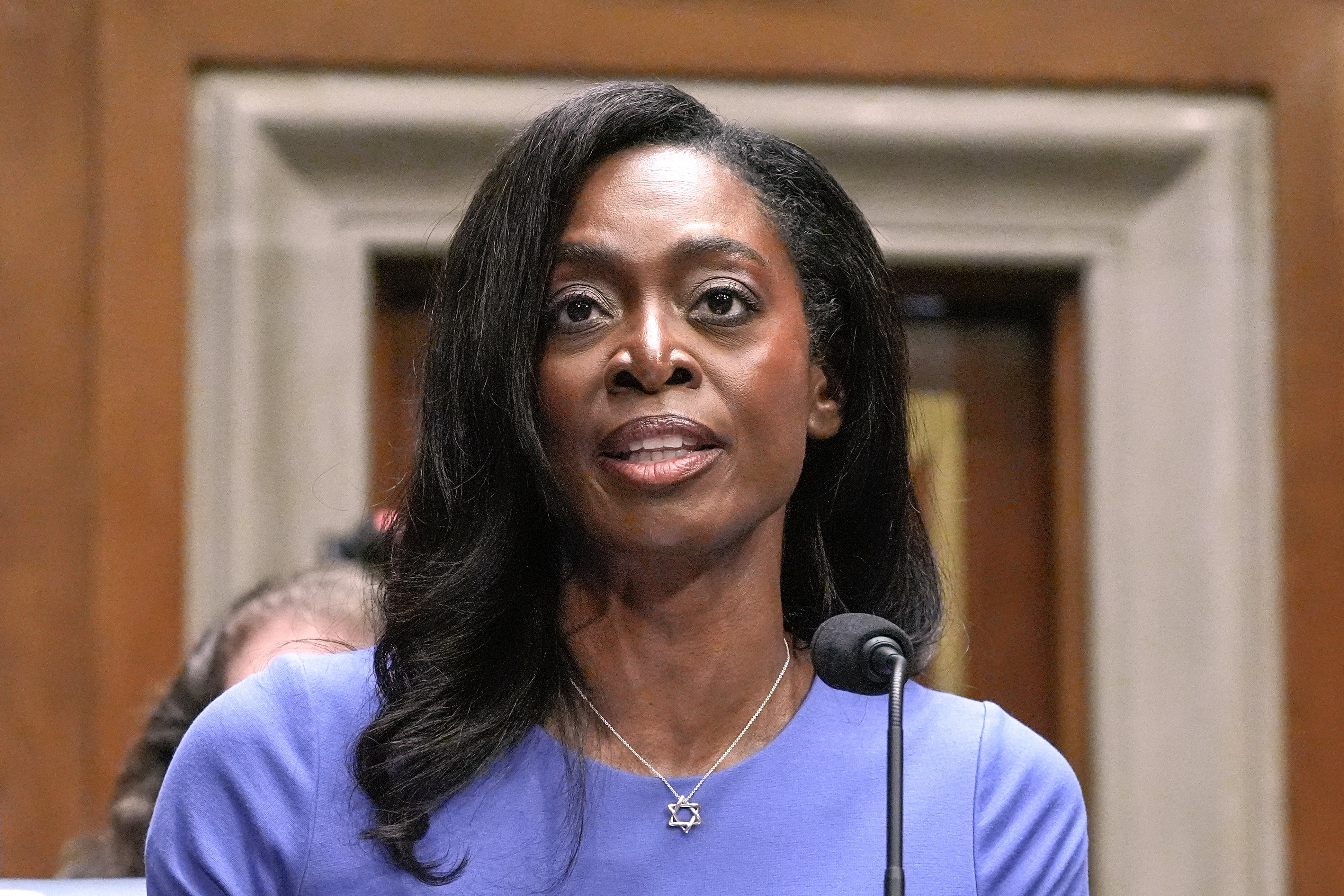 Dr. Erica Schwartz at her confirmation hearing to be the director of the Centers for Disease Control and Prevention (AP Photo/Mariam Zuhaib, File)