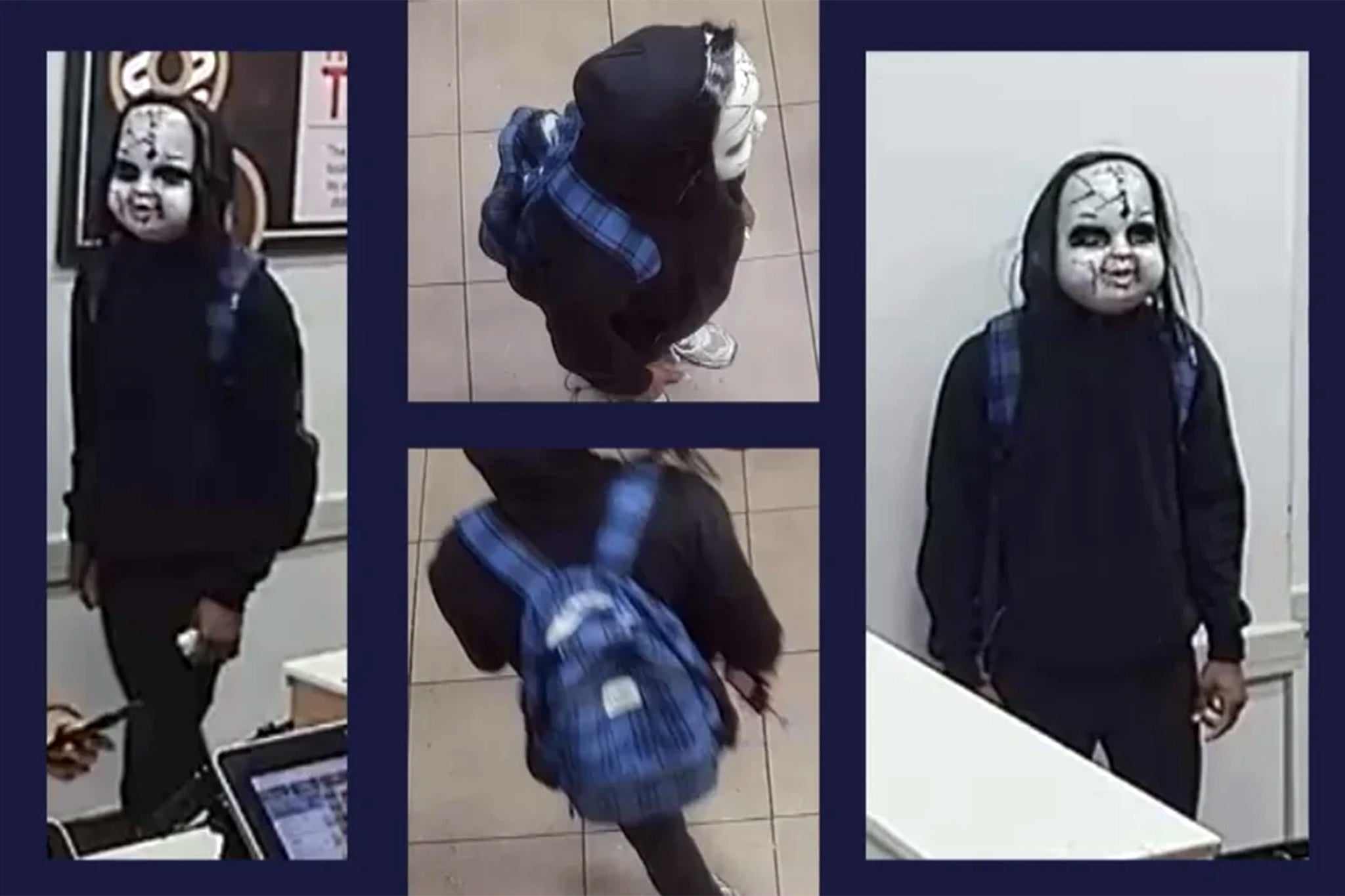 The masked man was spotted on several security cameras