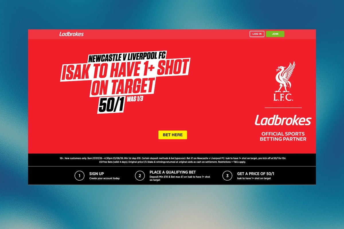 Photo: independent.co.uk Ladbrokes Betting Offer: Get 50/1 on Alexander Isak for a Shot on Target