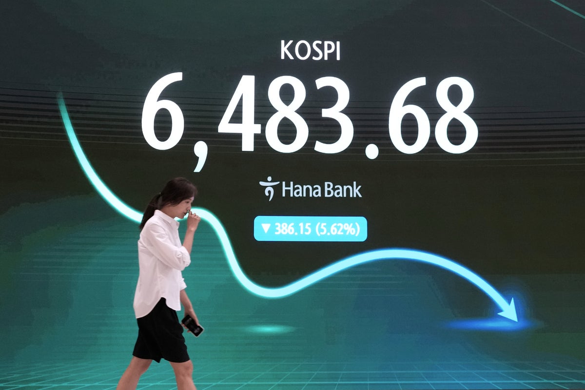 Shares fall in Asia, with Kospi down 5.2%, while oil prices jump