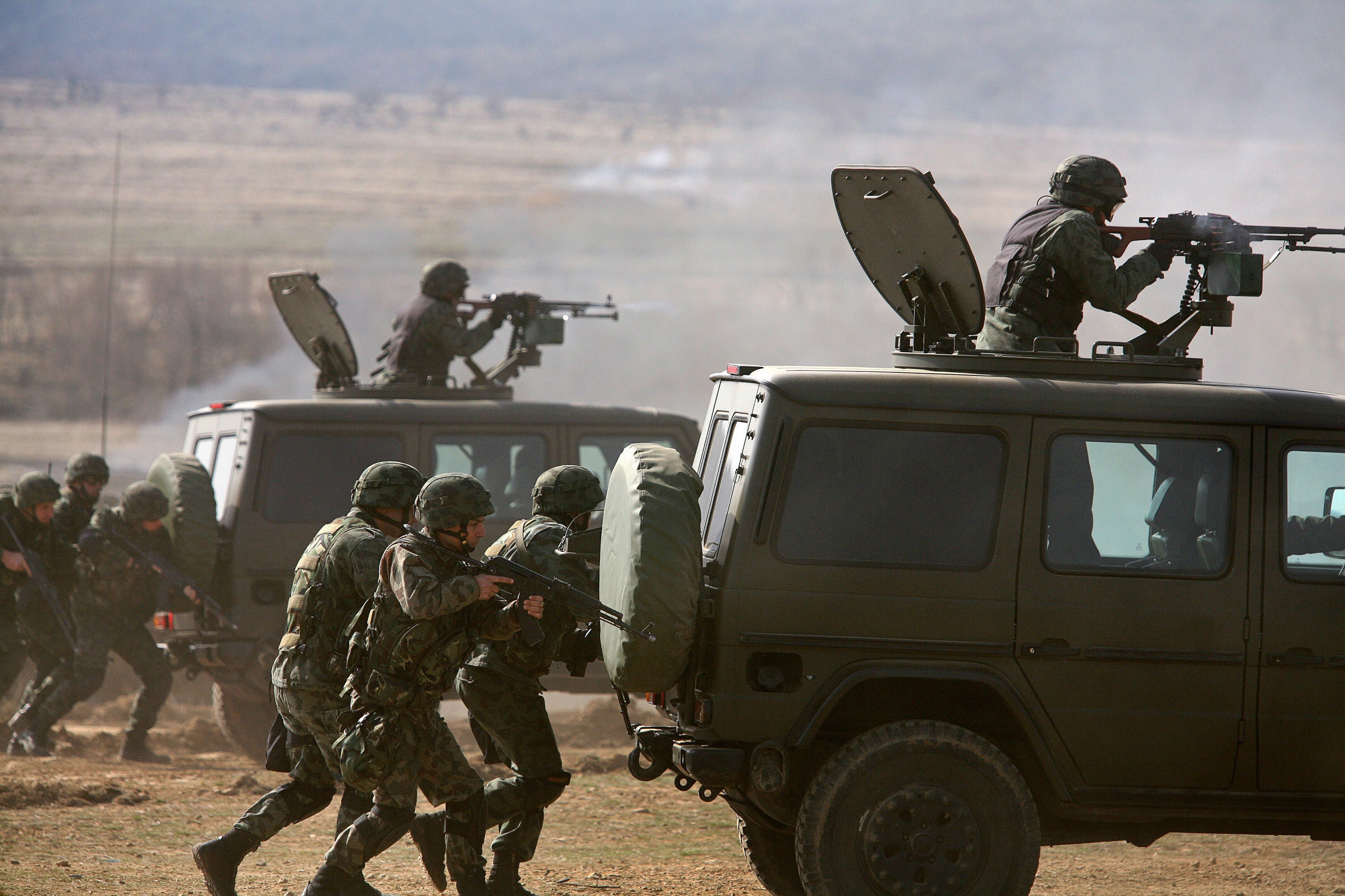 Bulgarian Army soldiers take part in a military anti-terrorism exercise at the Novo Selo training base near Sliven, some 300 kms east of the capital Sofia (AFP/Getty)
