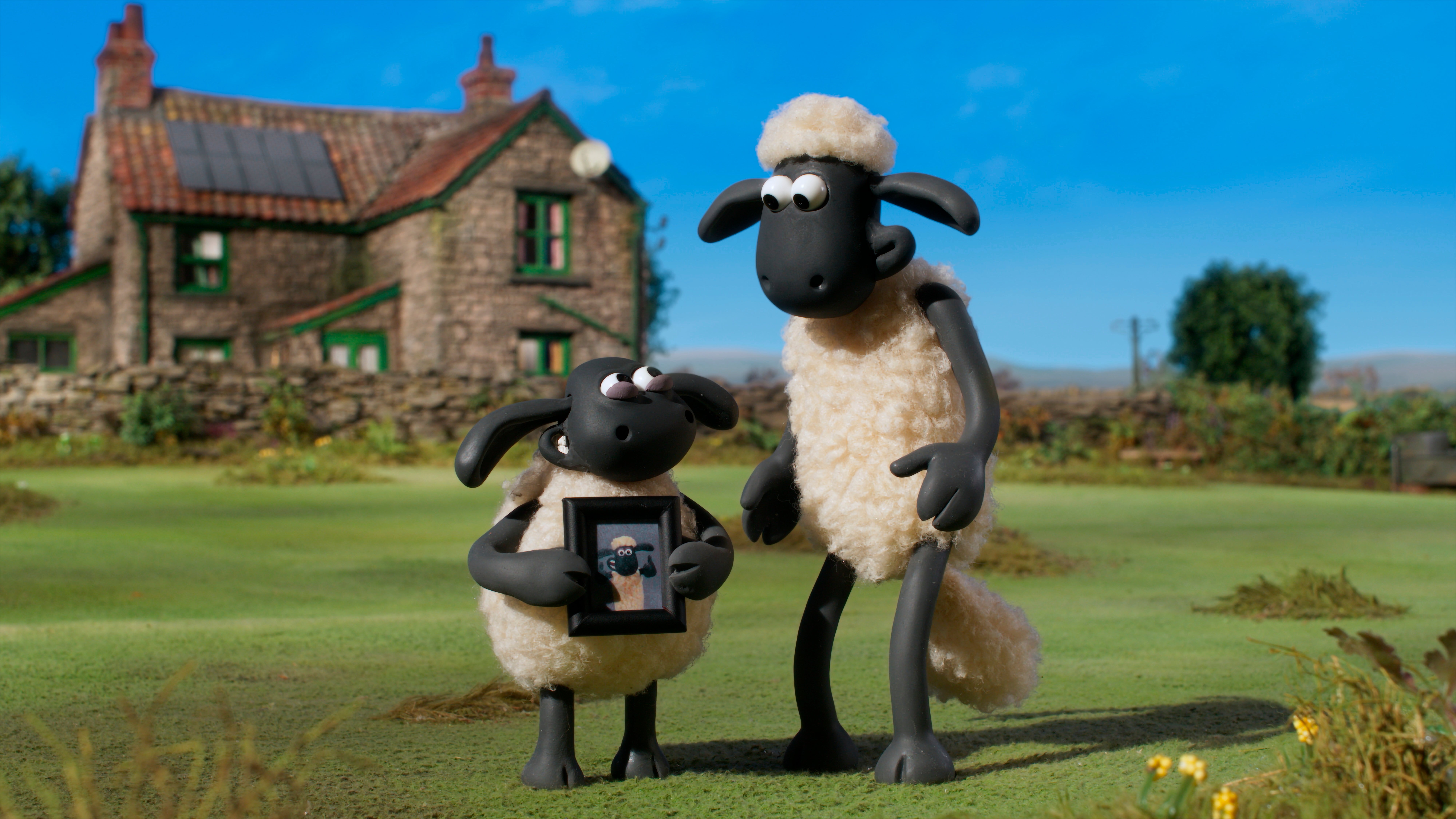 Shaun the sheep, right, with his cousin Timmy the lamb