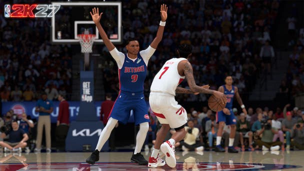 An official screenshot of hands-up defending in NBA 2K27