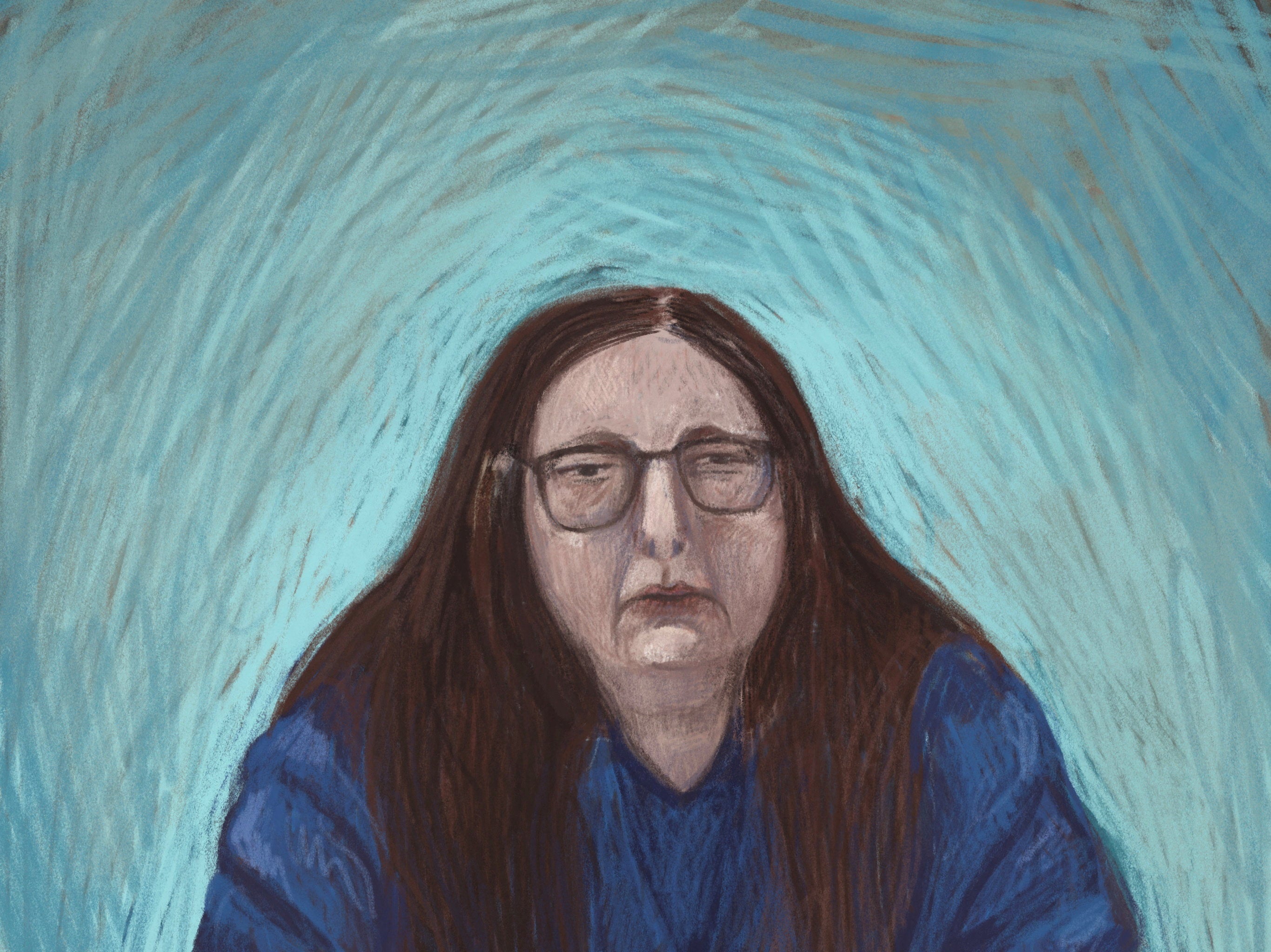 A sketch shows Erin Patterson attending proceedings via video link at the Victorian Court of Appeal in Melbourne, Australia, on 19 August 2026