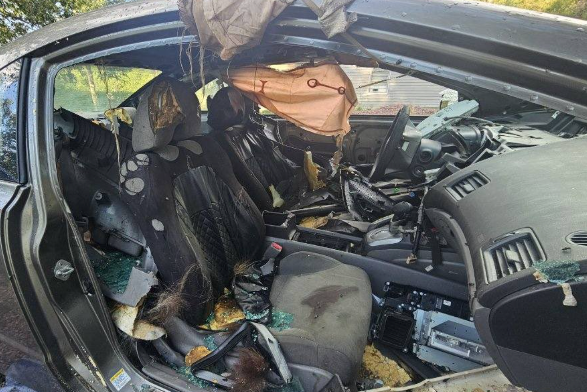 The interior of the car was left in ruins after the 250-pound bear entered it (Colorado Parks and Wildlife)
