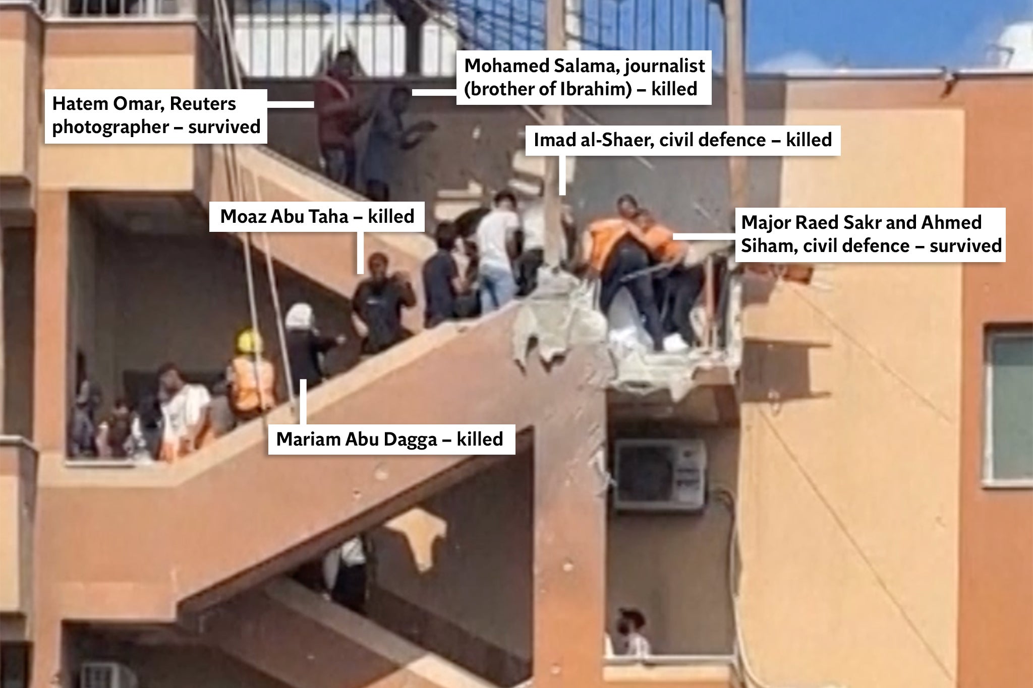 The hospital stairwell seconds before the bombing