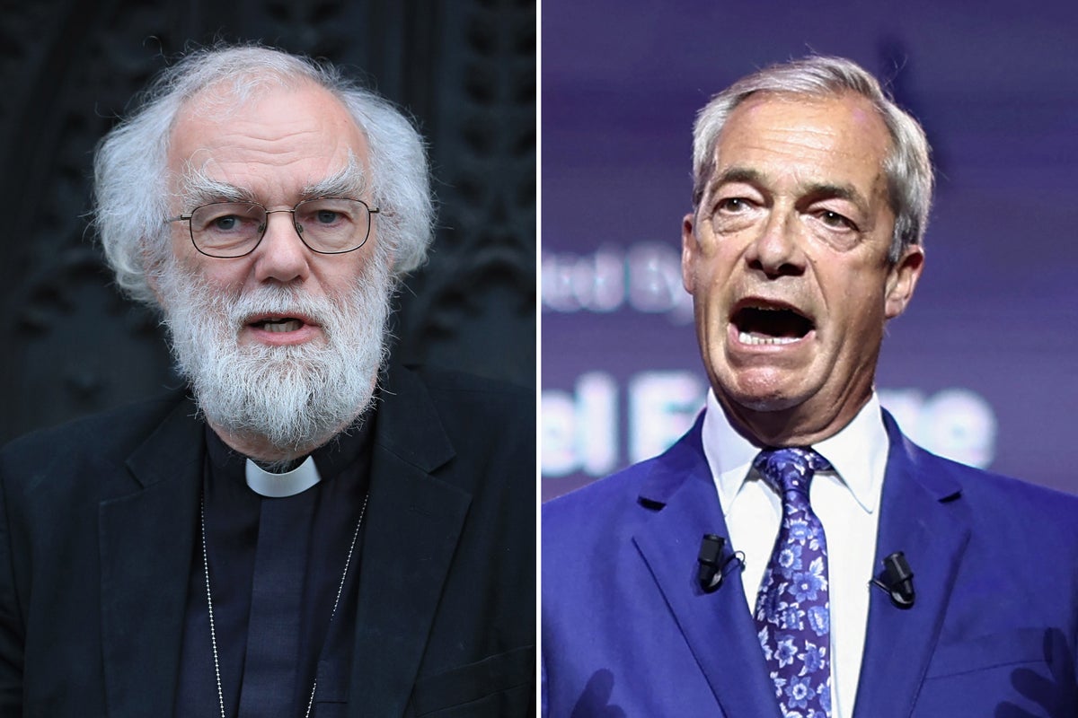 Former Archbishop of Canterbury accuses Nigel Farage of using Christianity to channel anti-Muslim feeling Former Archbishop of Canterbury accuses Nigel Farage of using Christianity to channel anti-Muslim feeling