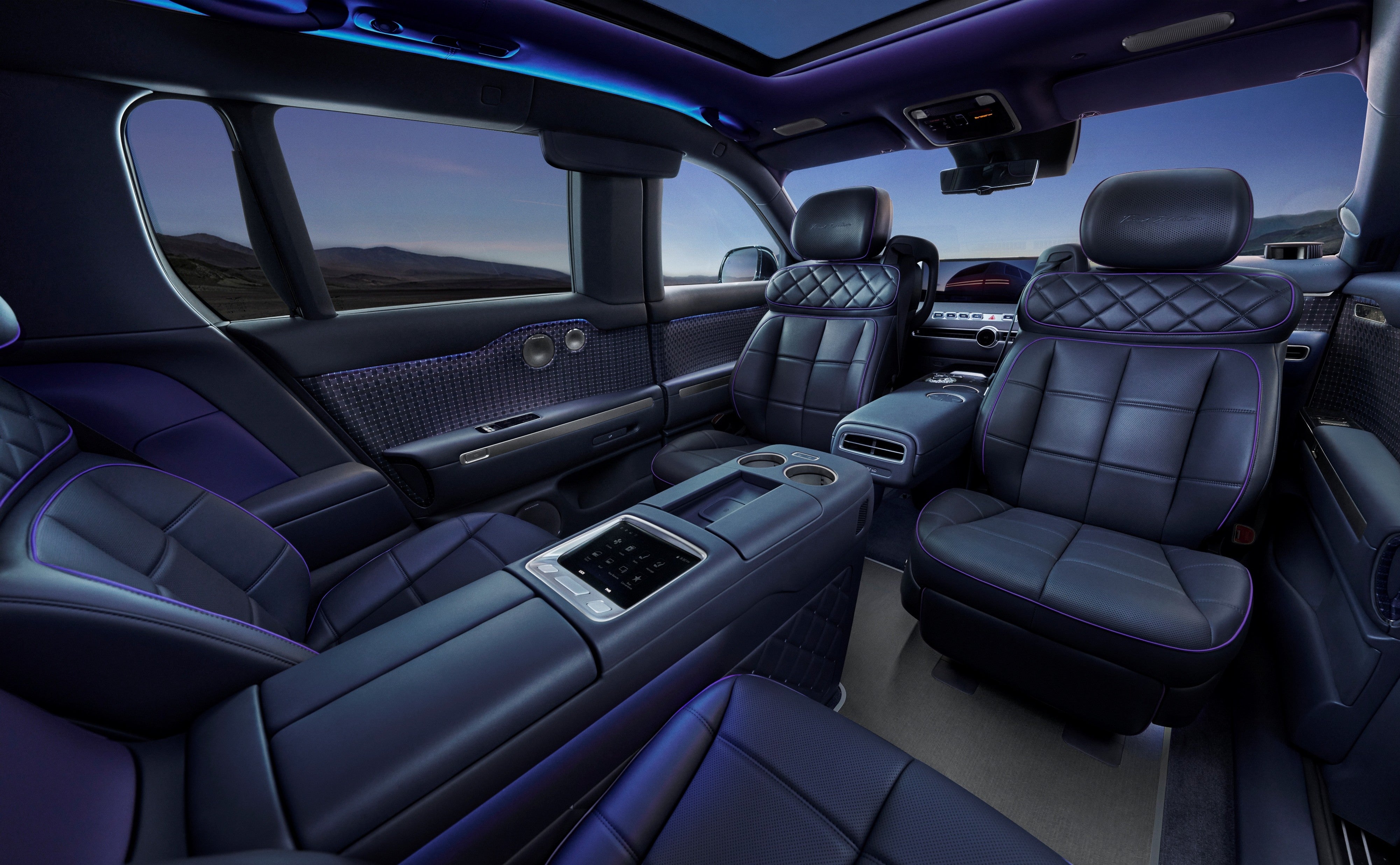 Front seats swivel around to create a luxurious lounge in the Genesis GV90