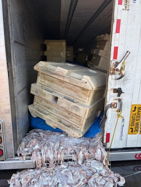 The load was headed for a processing facility when the spill occurred, police said (Narragansett Police Department)