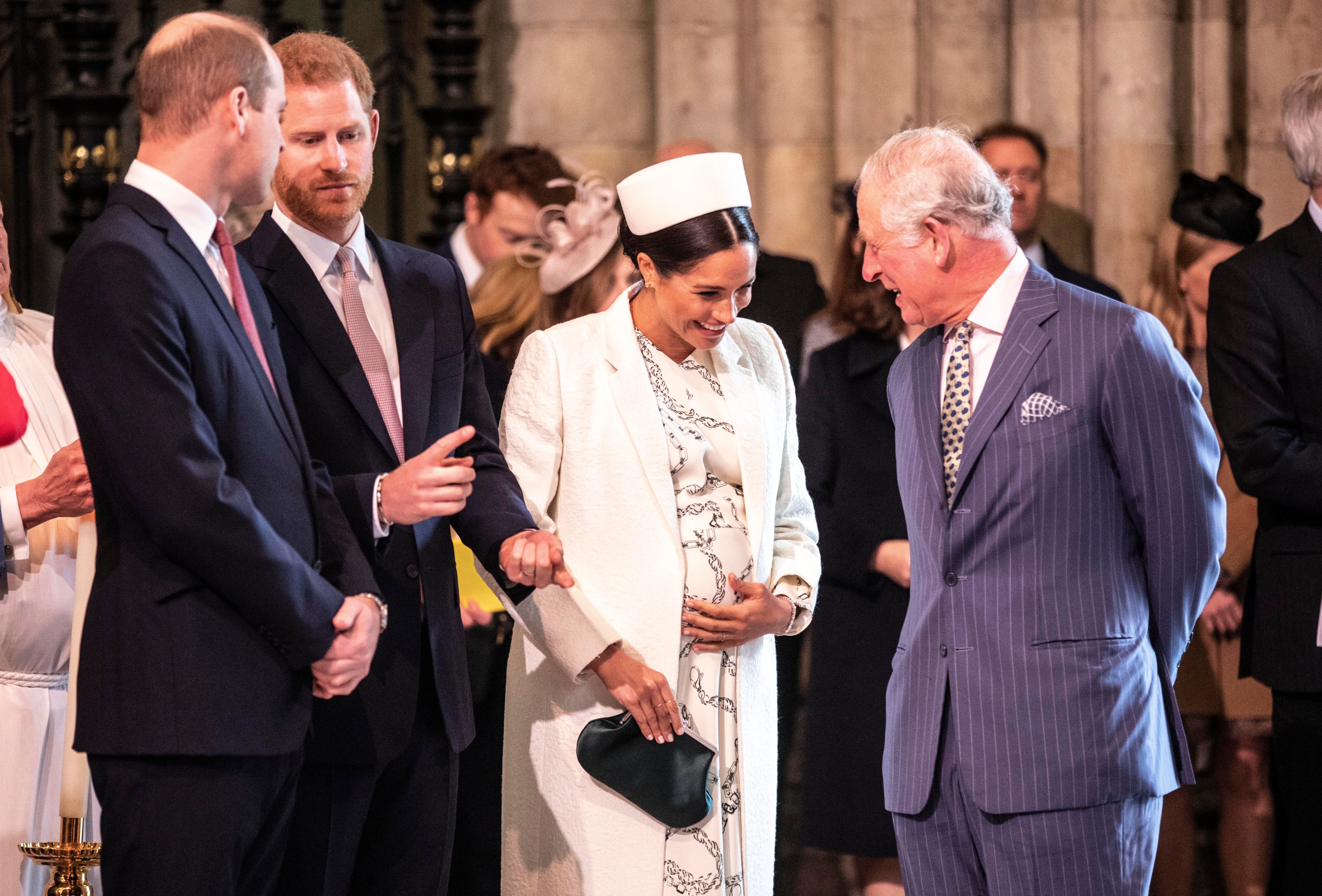 File photo dated 11/03/19 of (left to right) the Prince of Wales, the then Duke of Cambridge, the Duke and Duchess of Sussex and King Charles II, the then Prince of Wales, as they attend the Commonwealth Service at Westminster Abbey, London