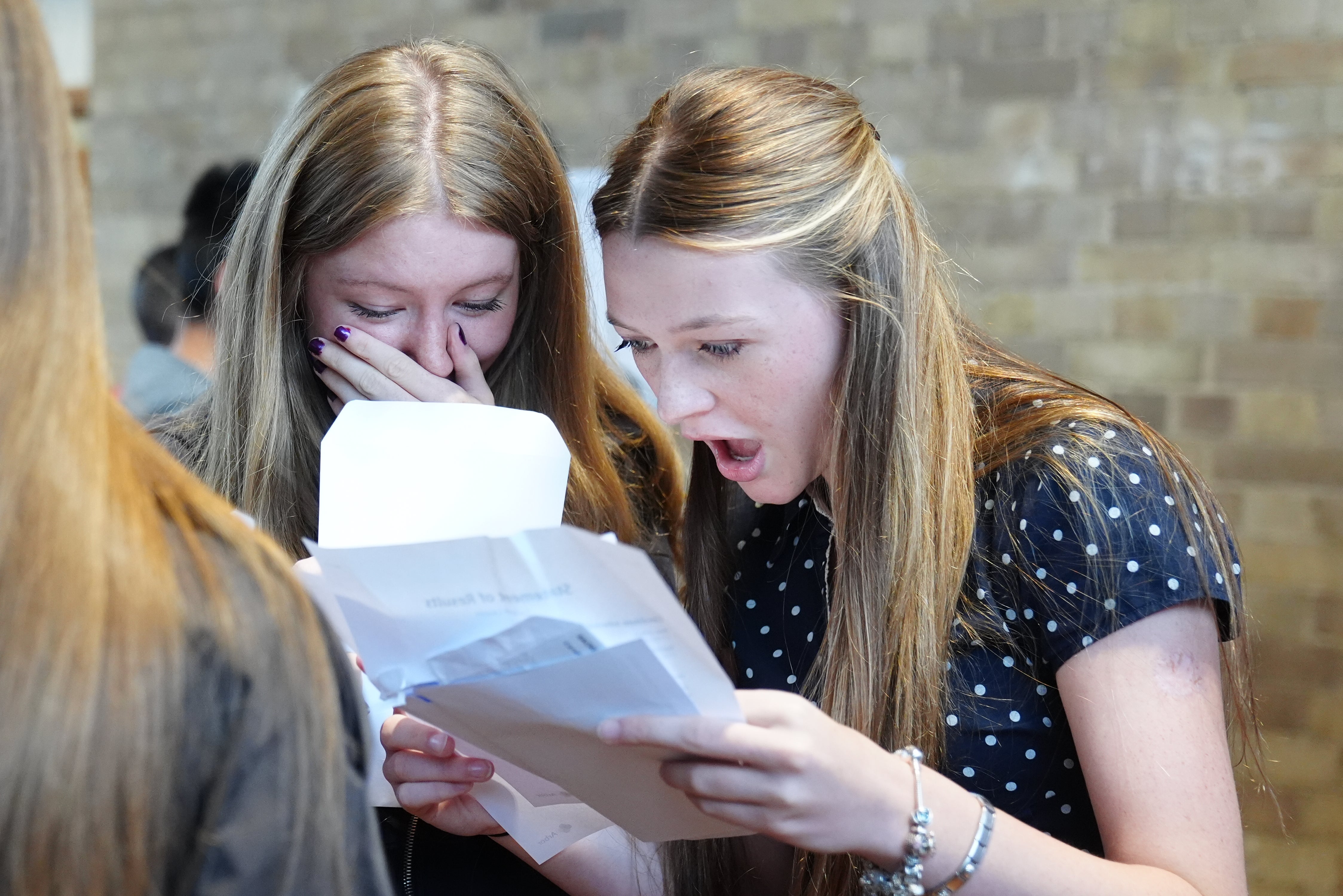 Pupils collect their GCSE results at Egglescliffe School, in Eaglescliffe, North Yorkshire