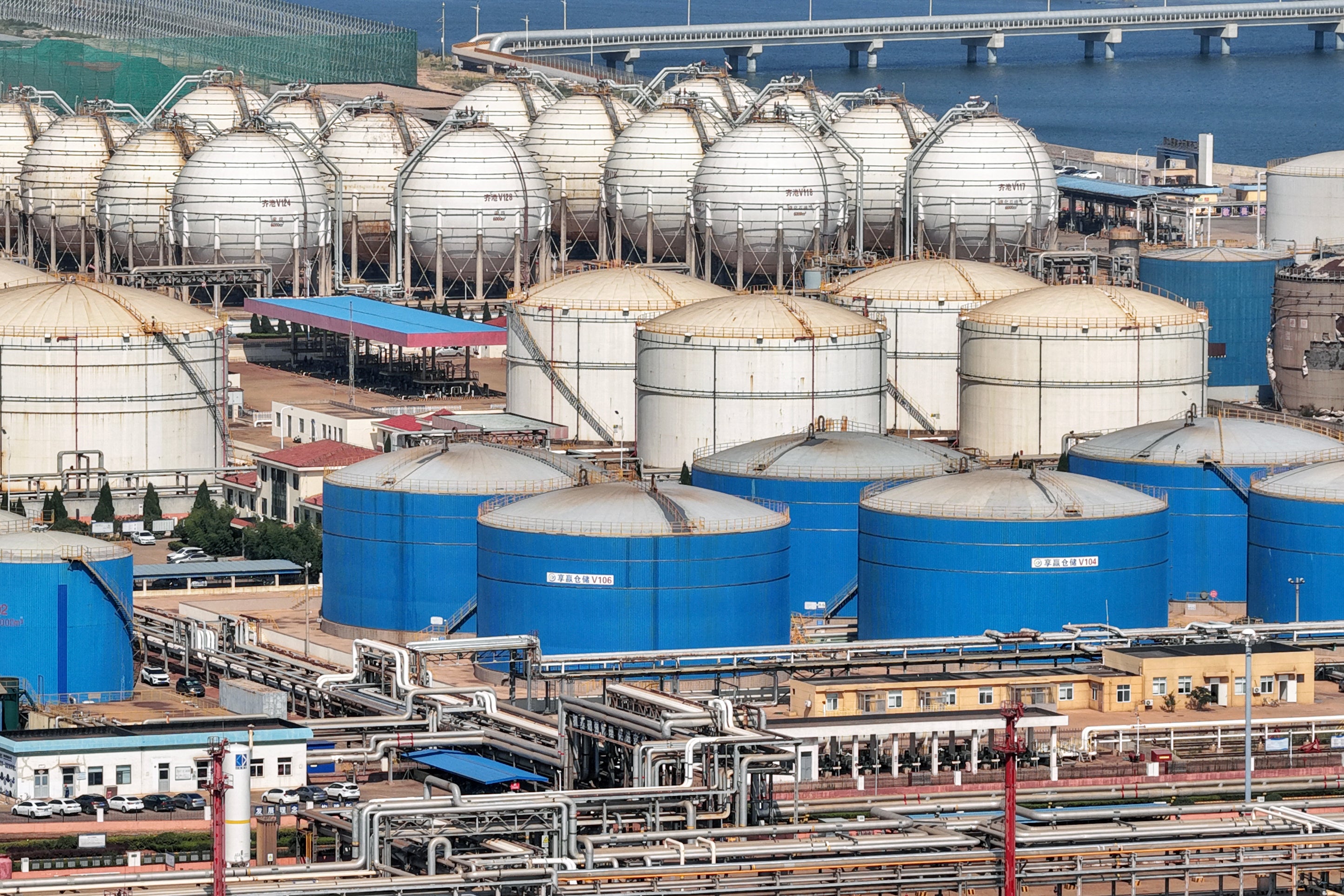 A Sinopec Company oil and LNG storage and transportation base in Longkou, eastern China