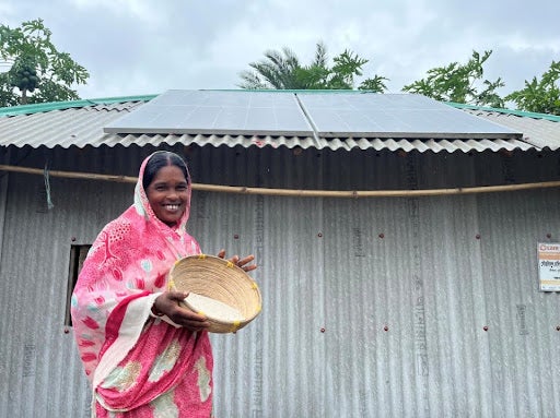 Bashonti Mondal, who Practical Action supported with a solar-powered rice-husking machine, before the closure of its project in the Sundarbans