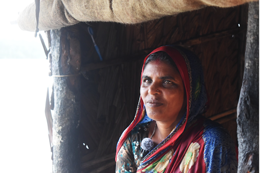 Bina Mondal, a villager supported by Practical Action, who recalls how Cyclone Aila in 2009 washed away embankments and effectively ended villagers’ ability to farm